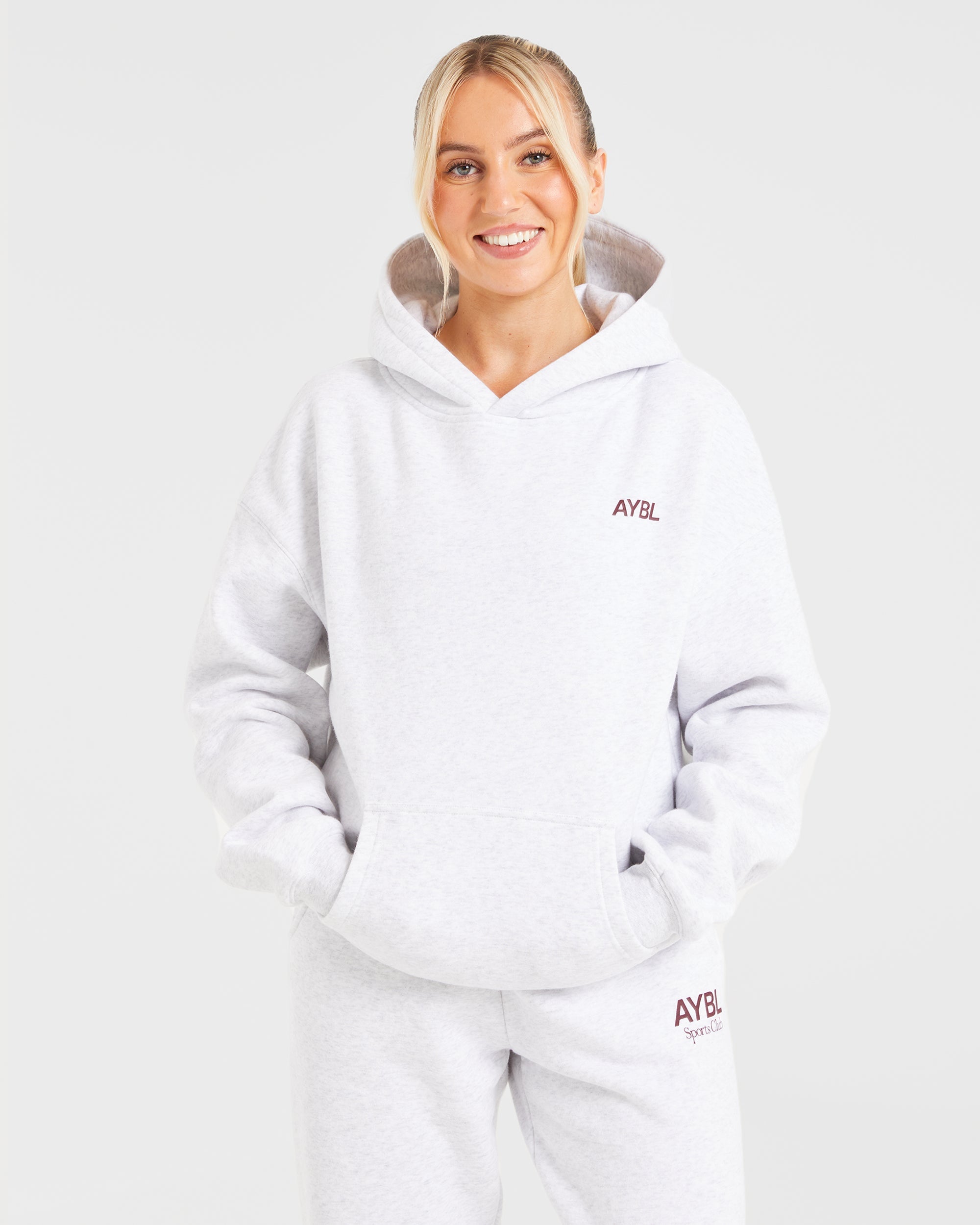 AYBL Sports Club Felpa Oversized - Grigio Mélange/Bordeaux