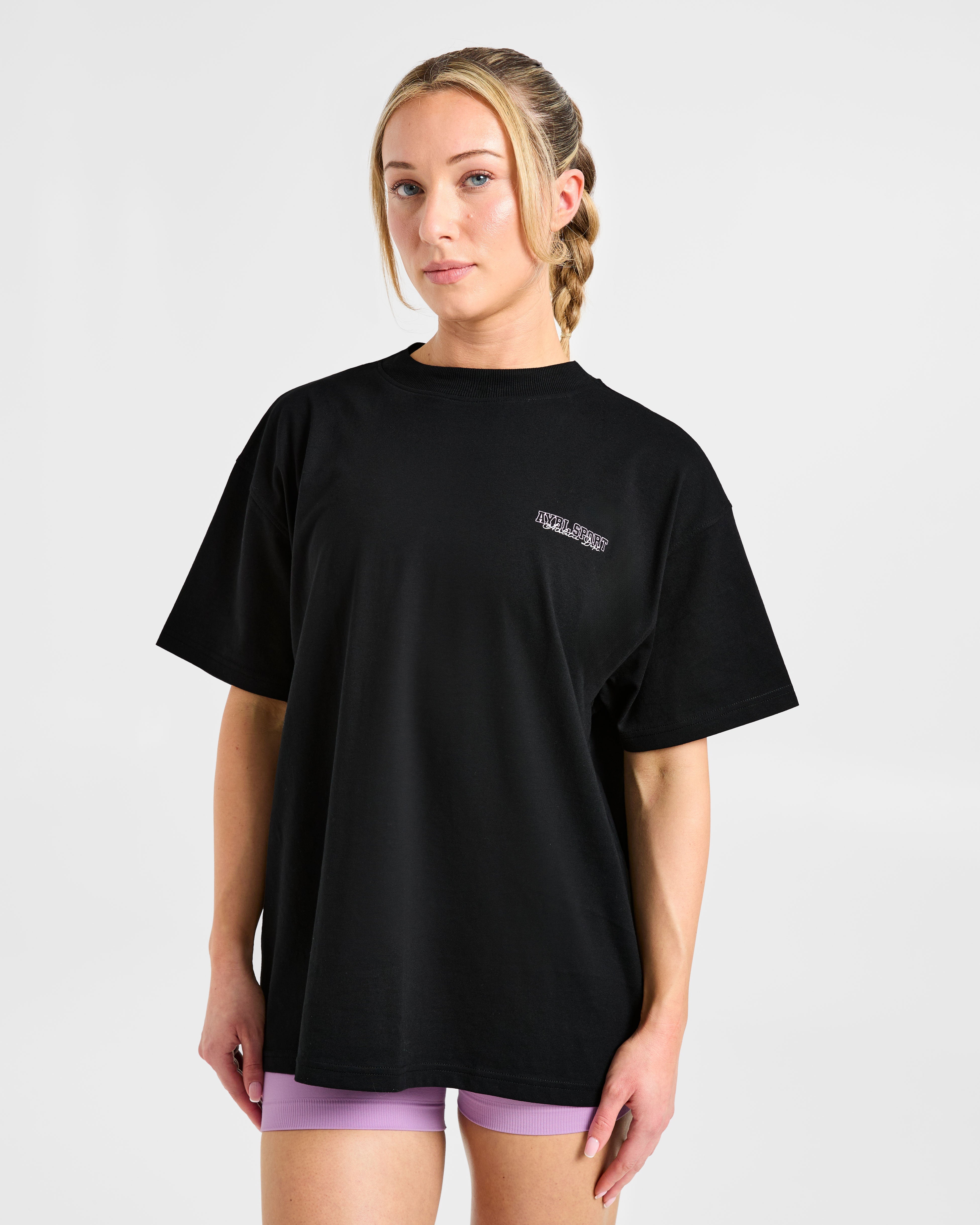 T-shirt Oversized Varsity Dept. - Nero/Lilac