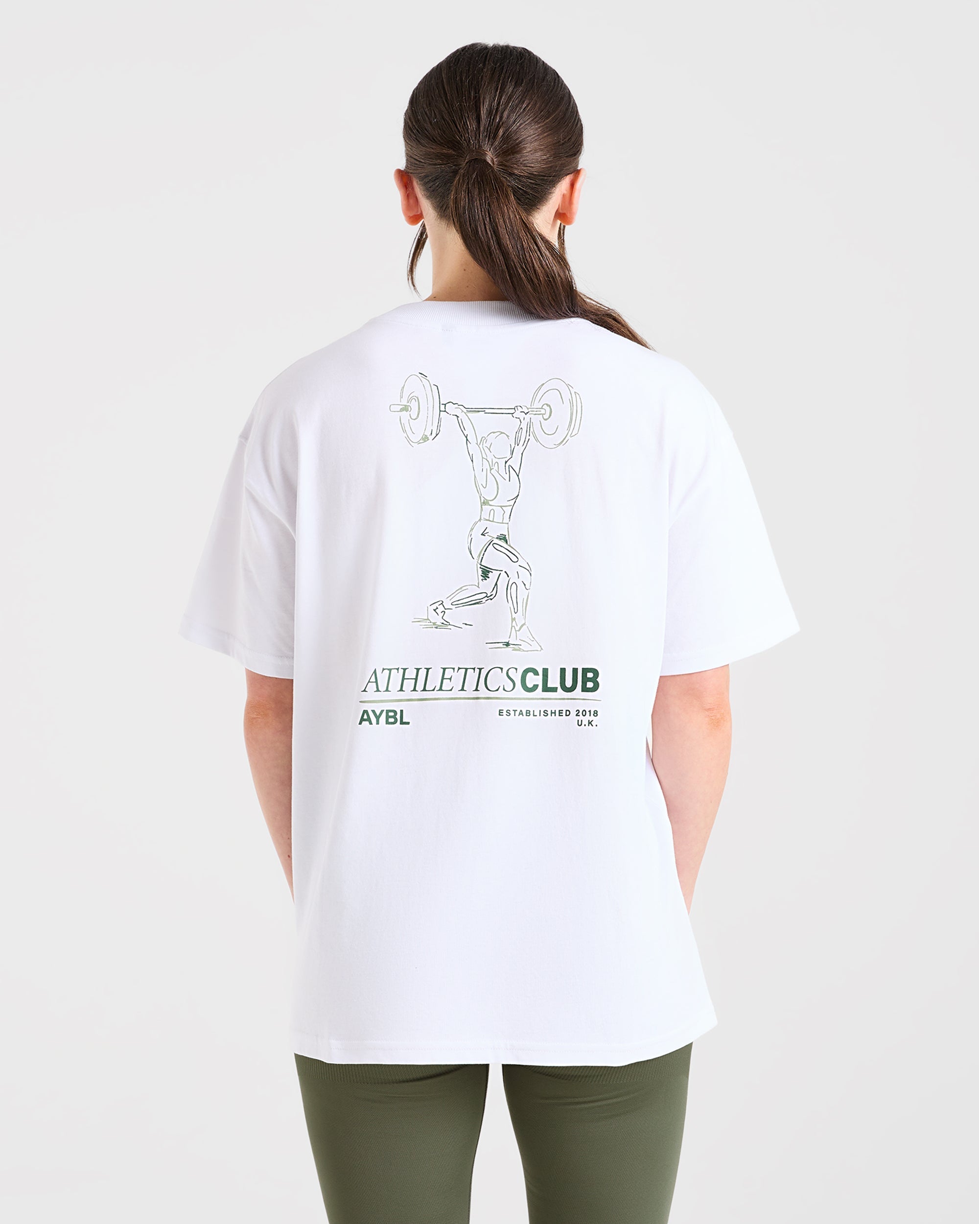 T-shirt con stampa Power Lifting - Bianco/Verde