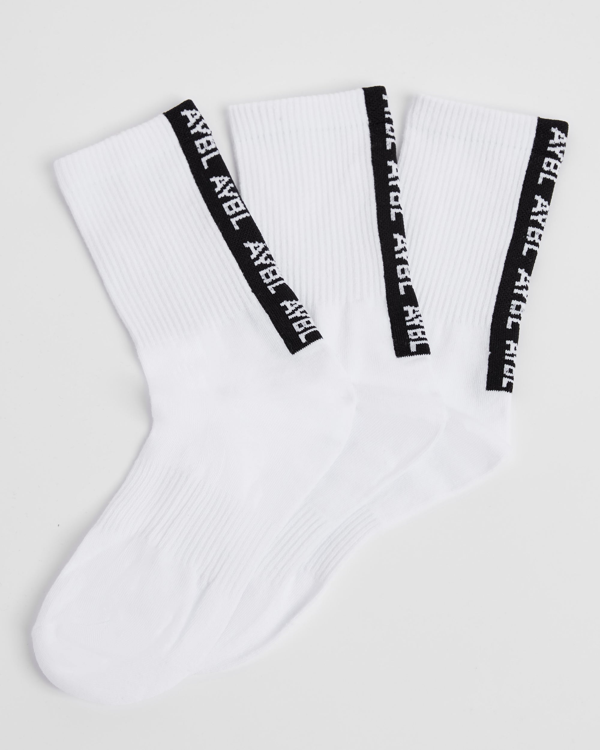 Calze a Strisce Posteriori Everyday Crew (3 Pezzi) - Bianco
