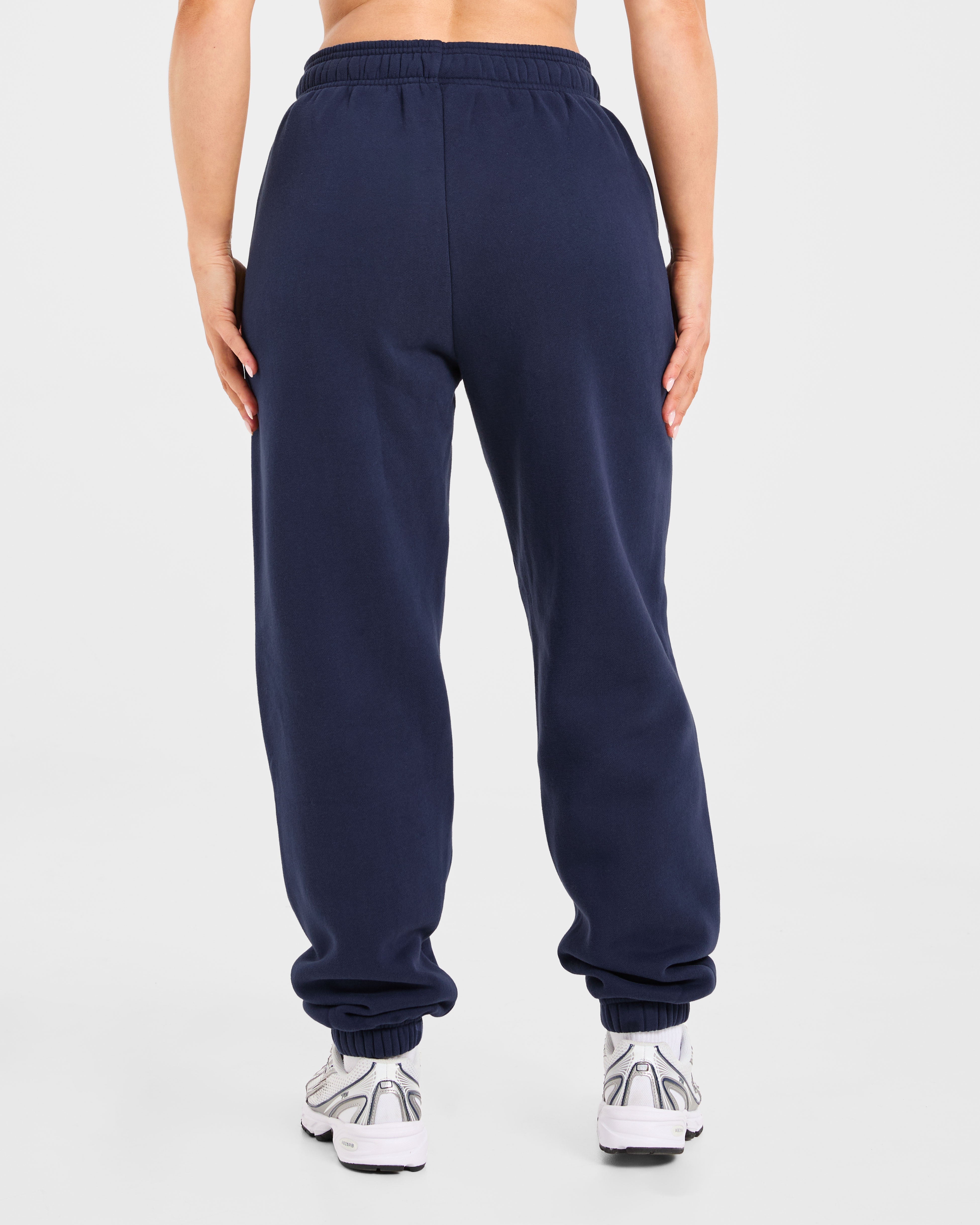 Pantaloncini Larghi in Stile Retro con Ricamo - Blu Navy