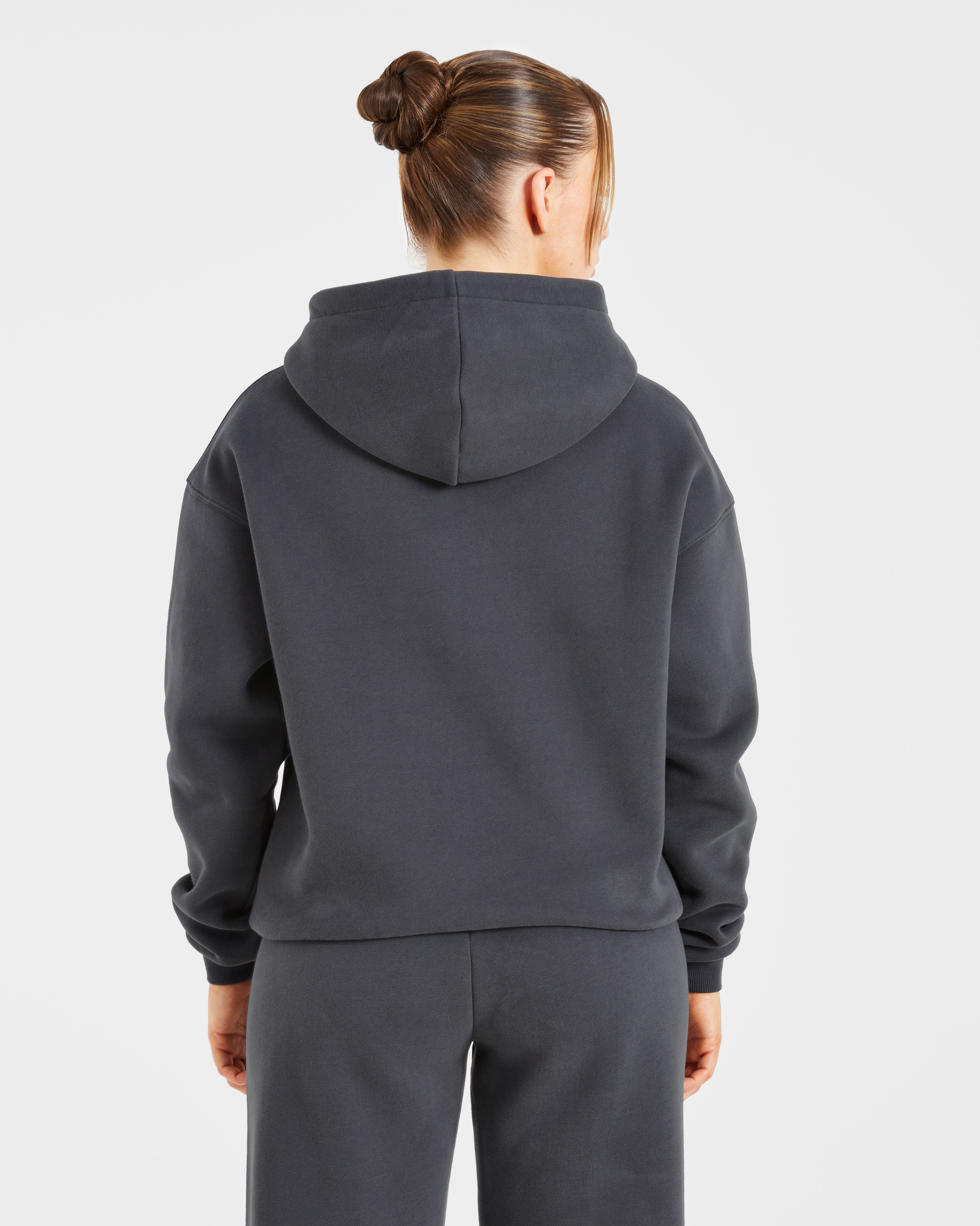 Felpe Oversized con ricamo retrò - Grigio antracite