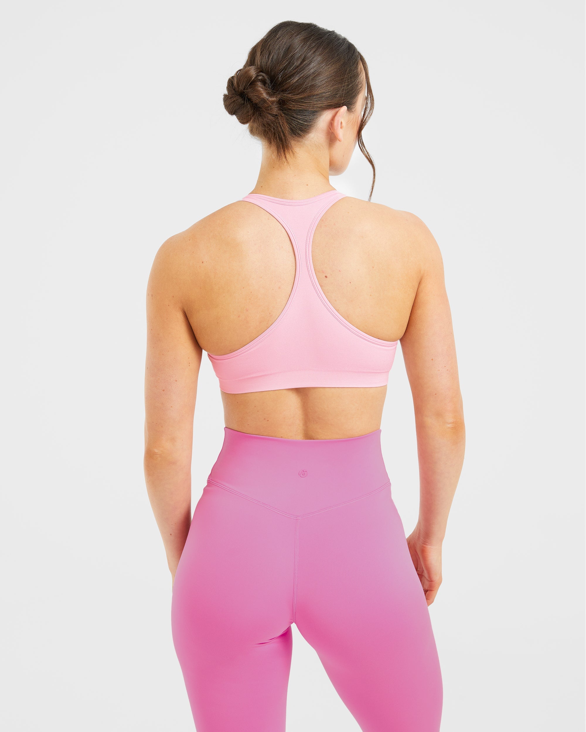 Reggiseno sportivo senza cuciture a schiena a strisce essenziale - Rosa bambino