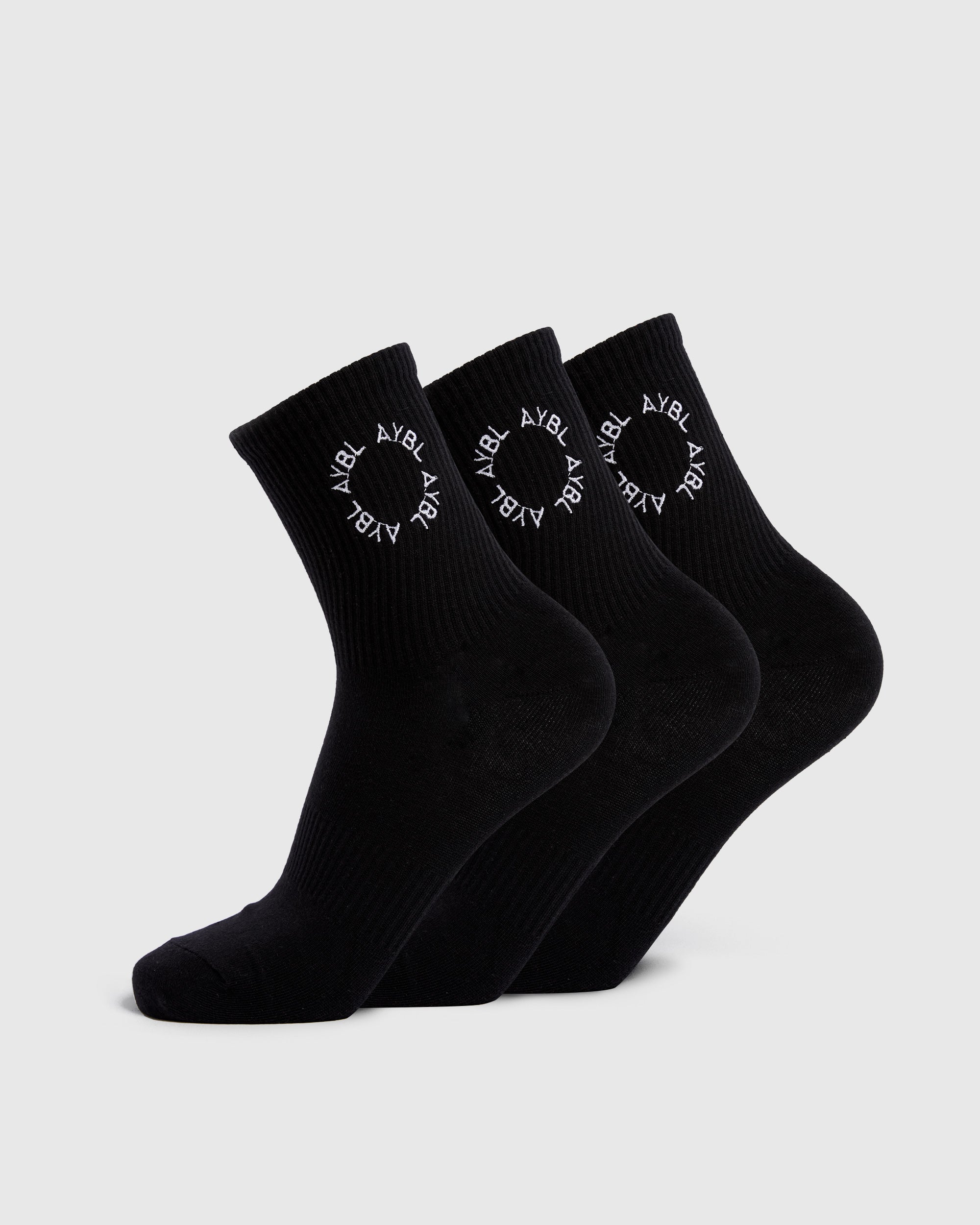 Calze a Coste Embrodate Everyday (3 Pezzi) - Nero