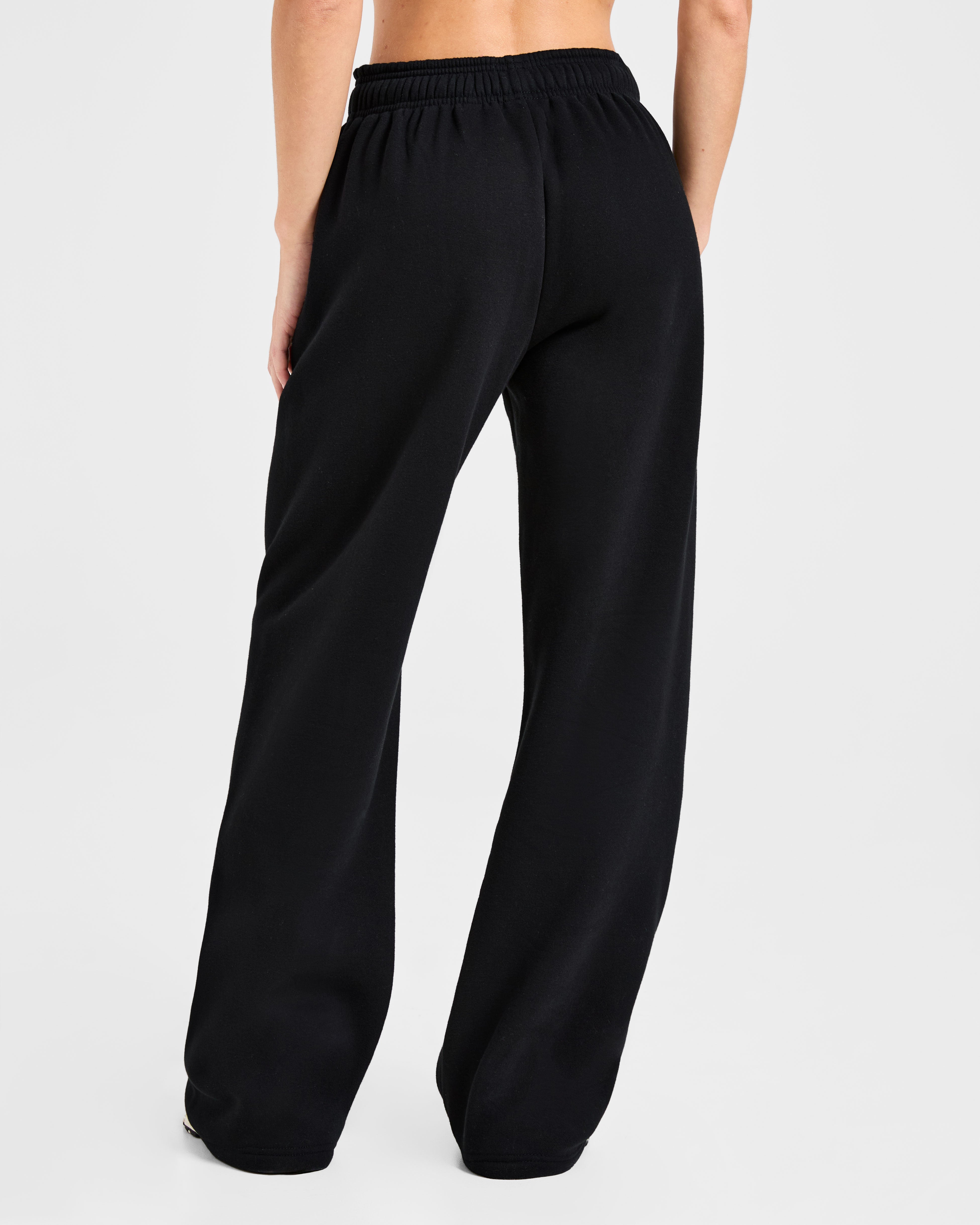 Pantaloncini Larghi in Felpa Classici con Gamba Dritta - Nero