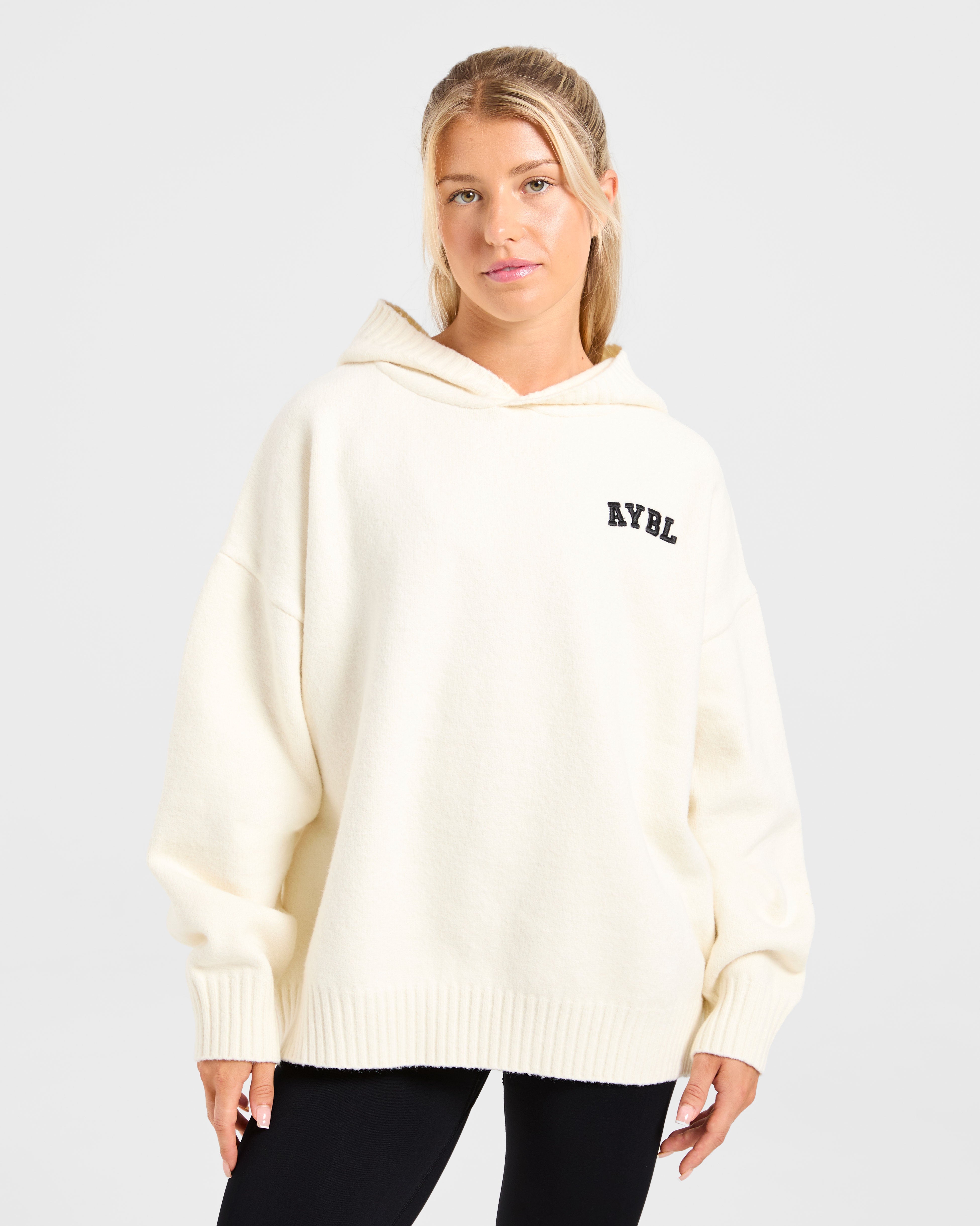 Giacca Felpa Oversized con Logo Minimale Varsity - Avorio