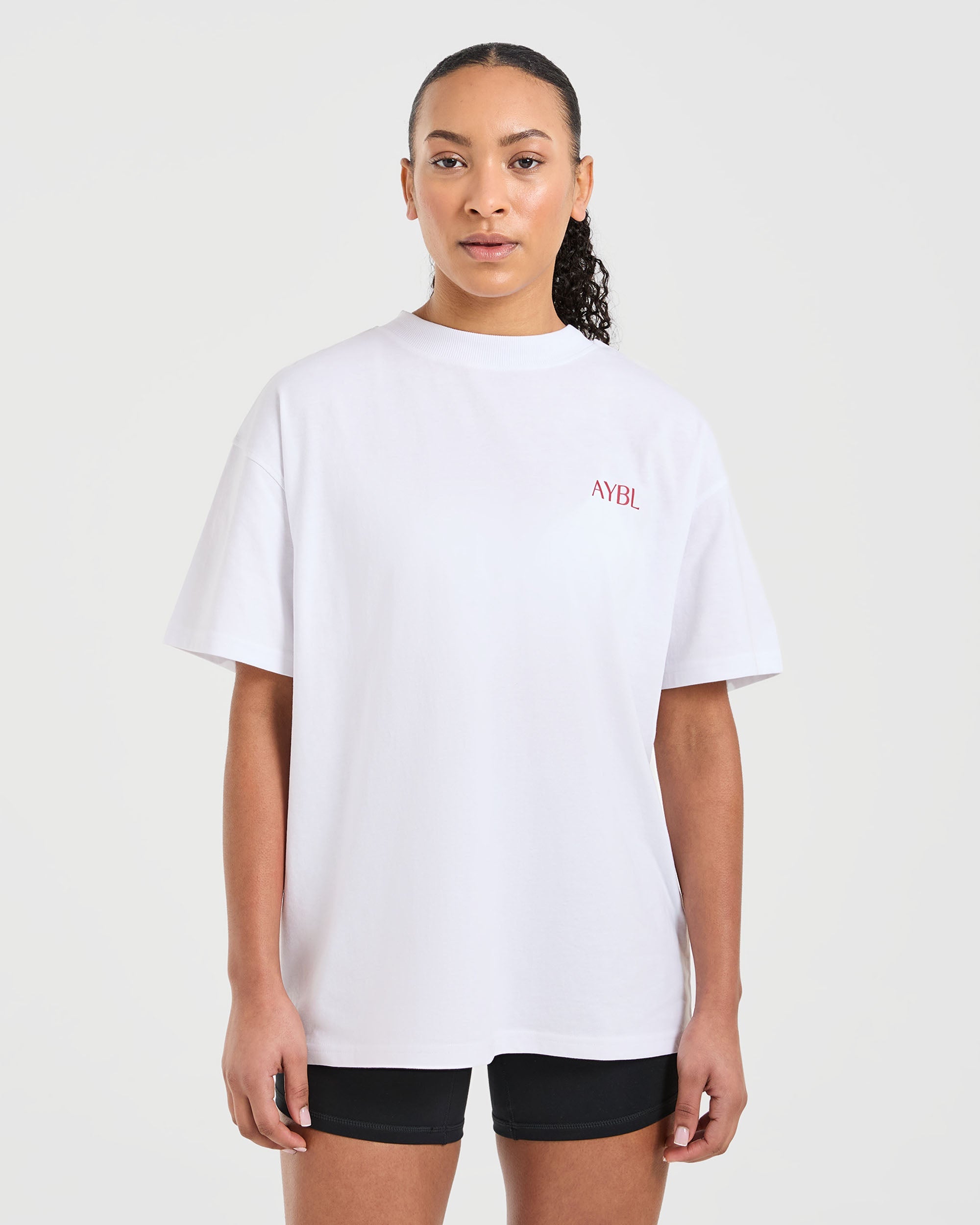 T-shirt Oversized Strength Club - Bianco/Red