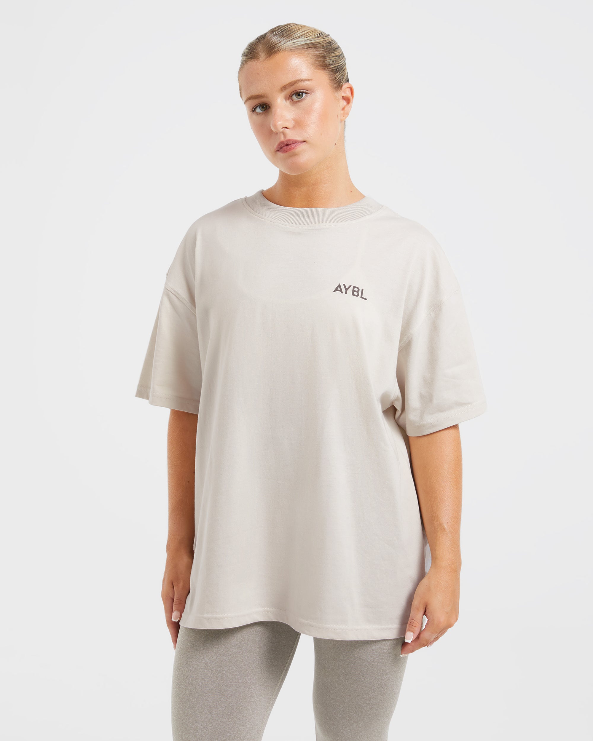 T-shirt Oversized con Stampa Lift - Beige