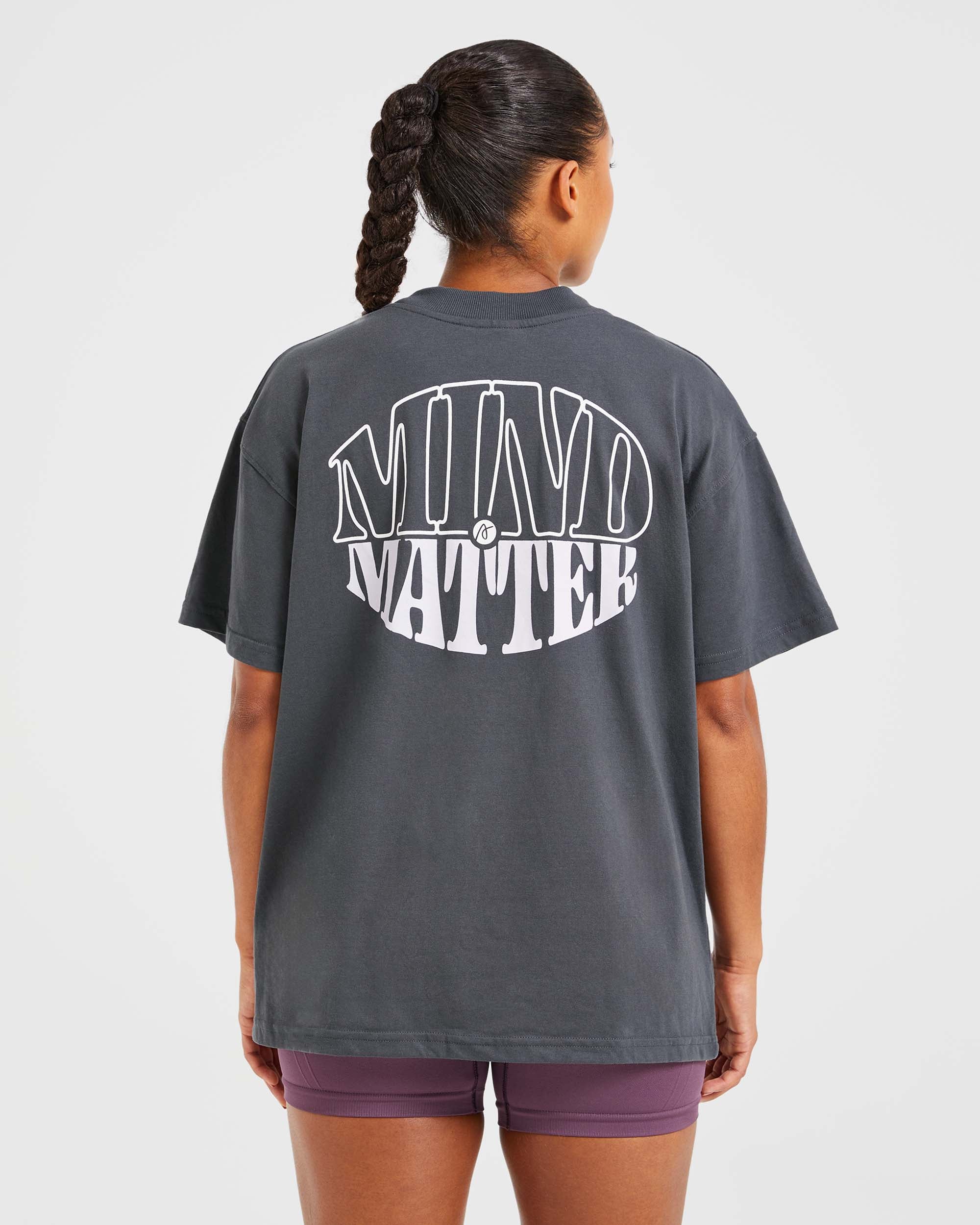 T-shirt Oversized Mind Over Matter - Grigio/Viola