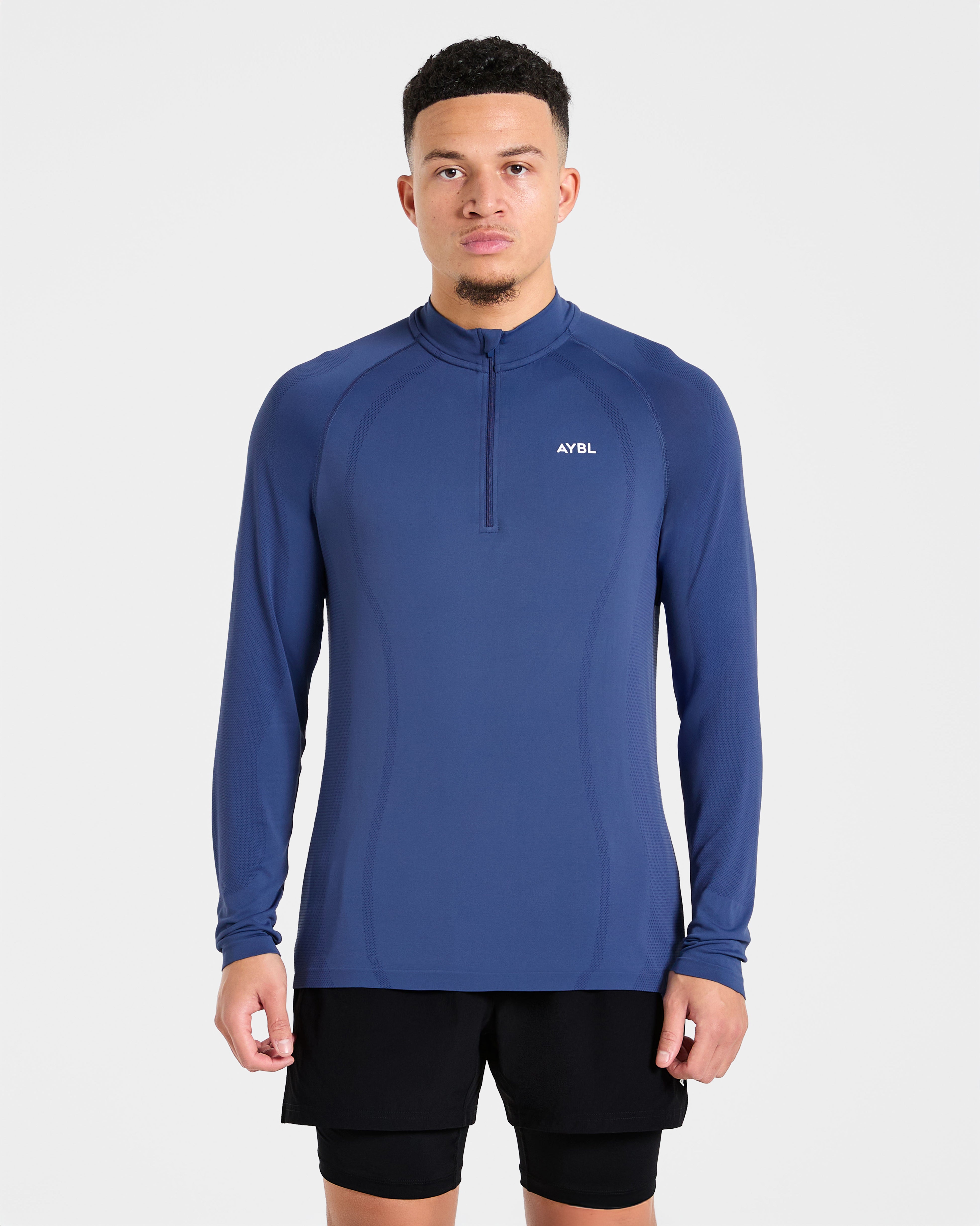 Attain Pullover senza cuciture con zip 1/2 - Navy Dusky