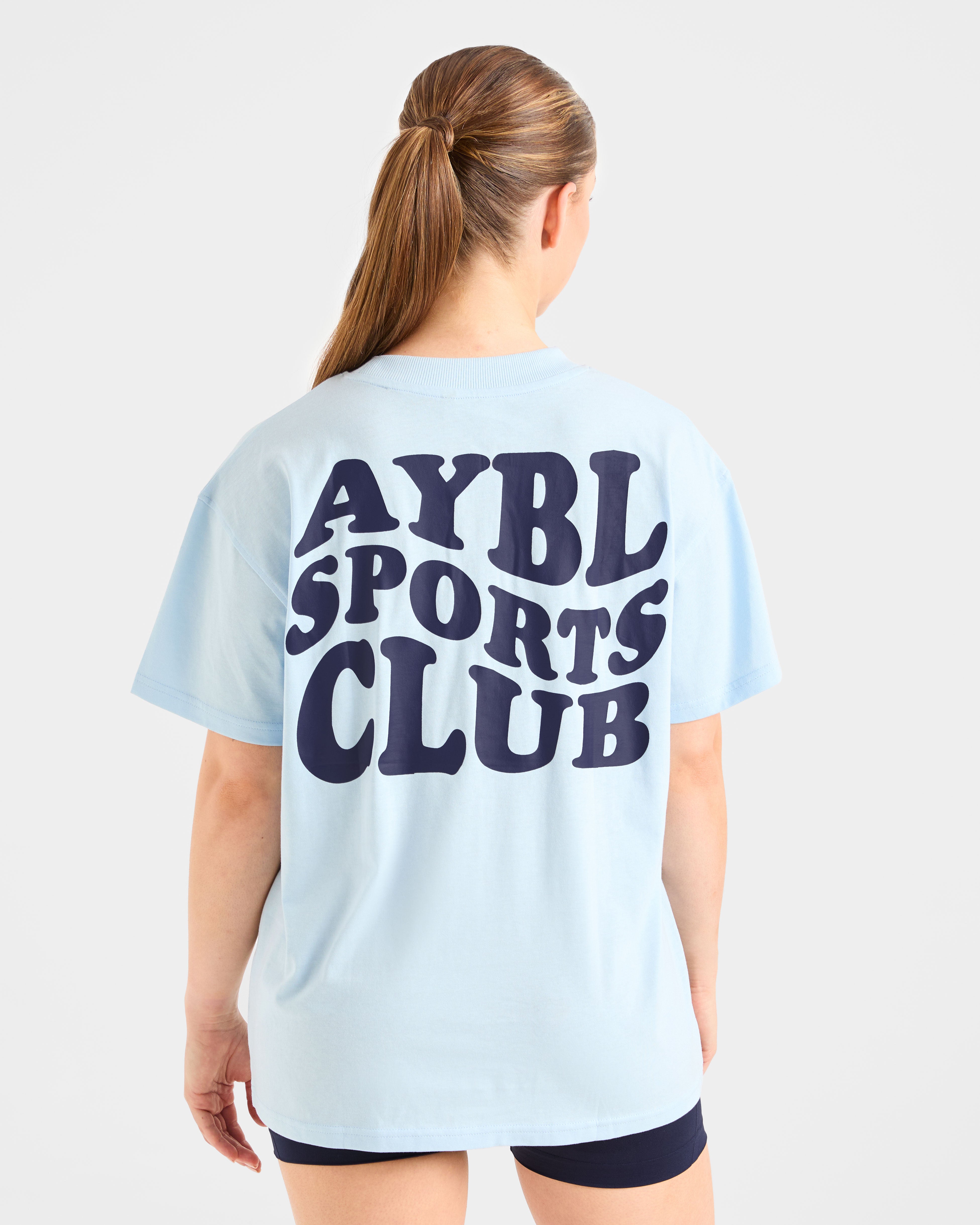 T-shirt oversize a onde del Sports Club - Blu/Blu navy