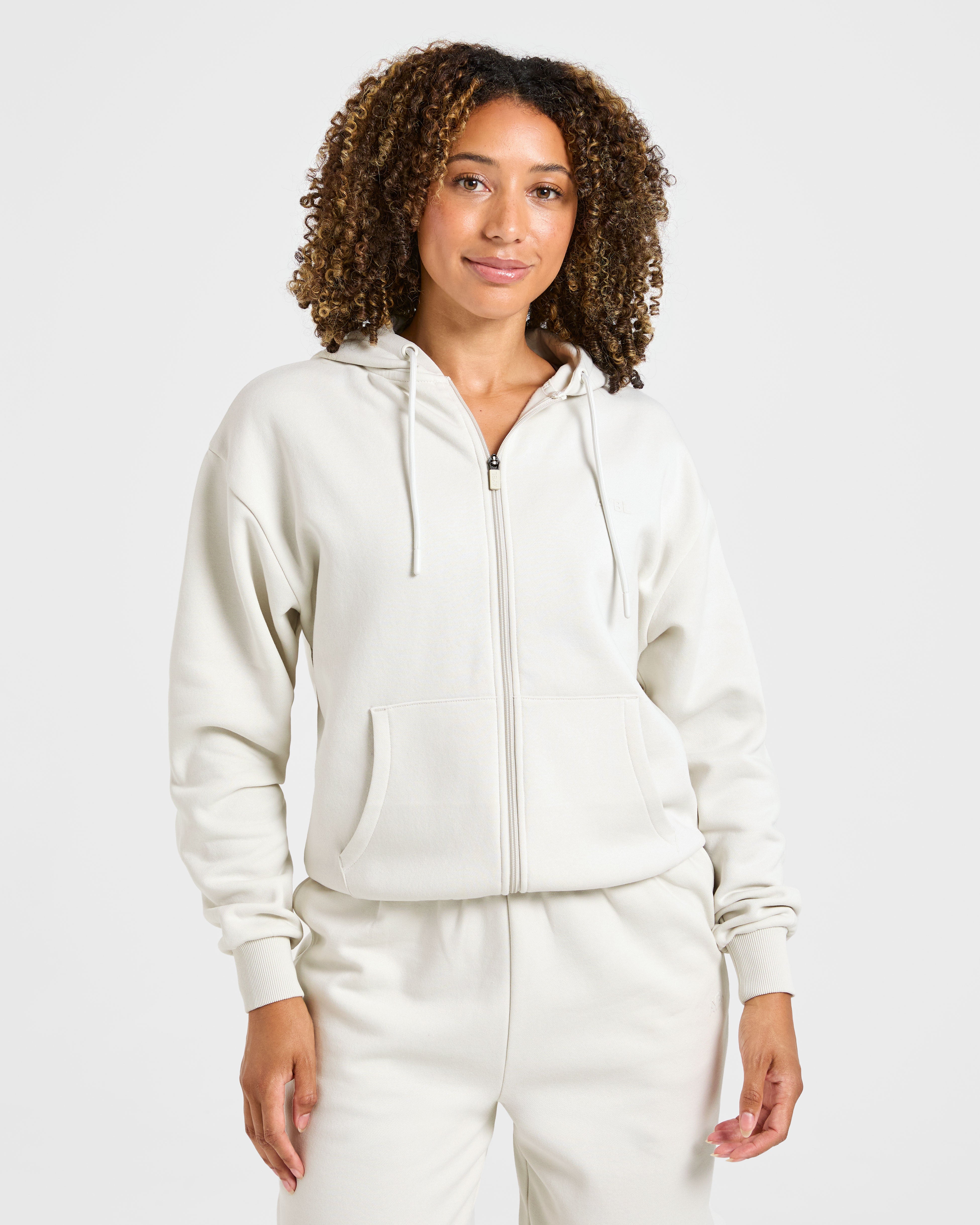 Felpa Oversized con Cerniera Stile Vita - Bianco