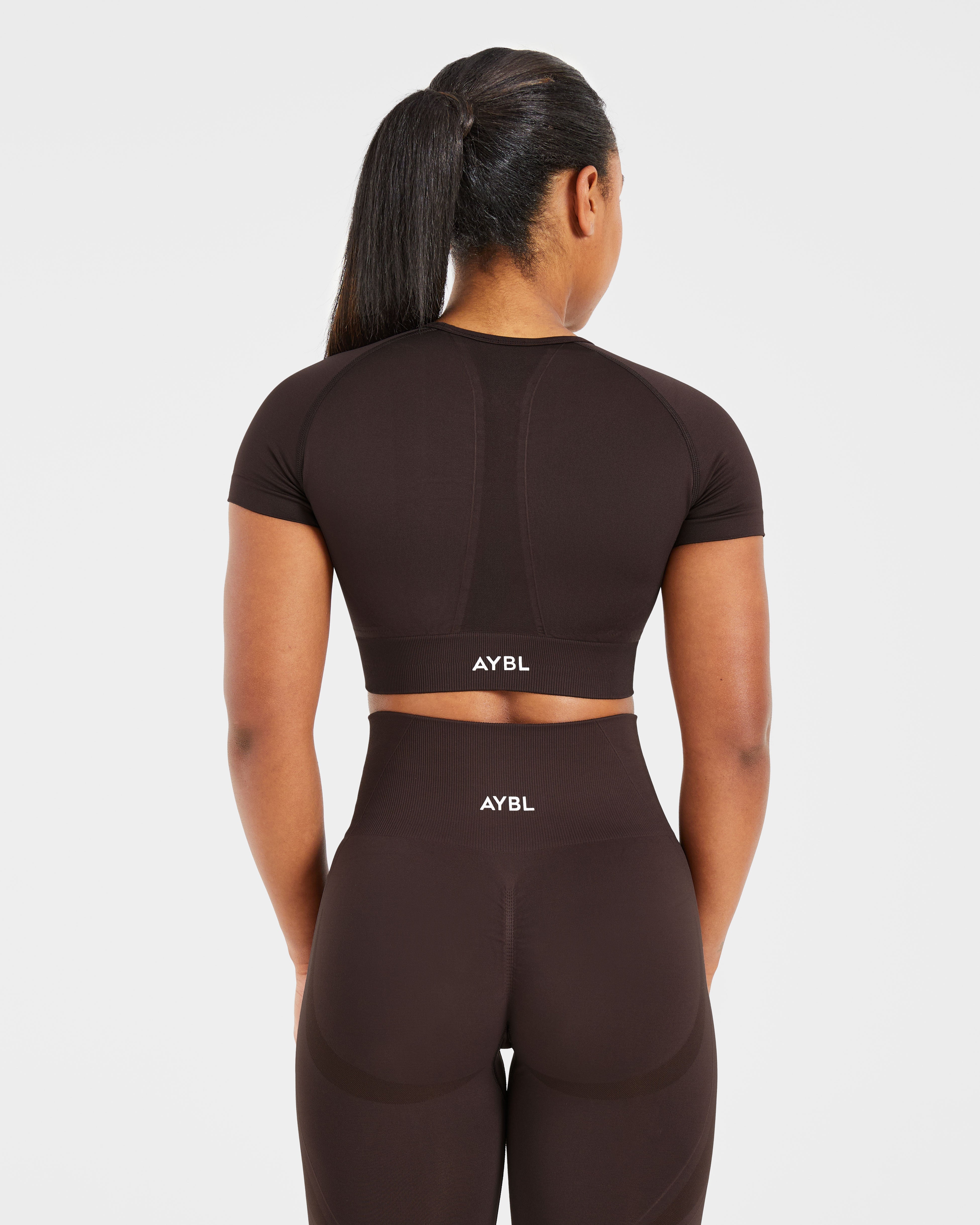 Crop Top Senza Cuciture Empower - Marrone Cioccolato