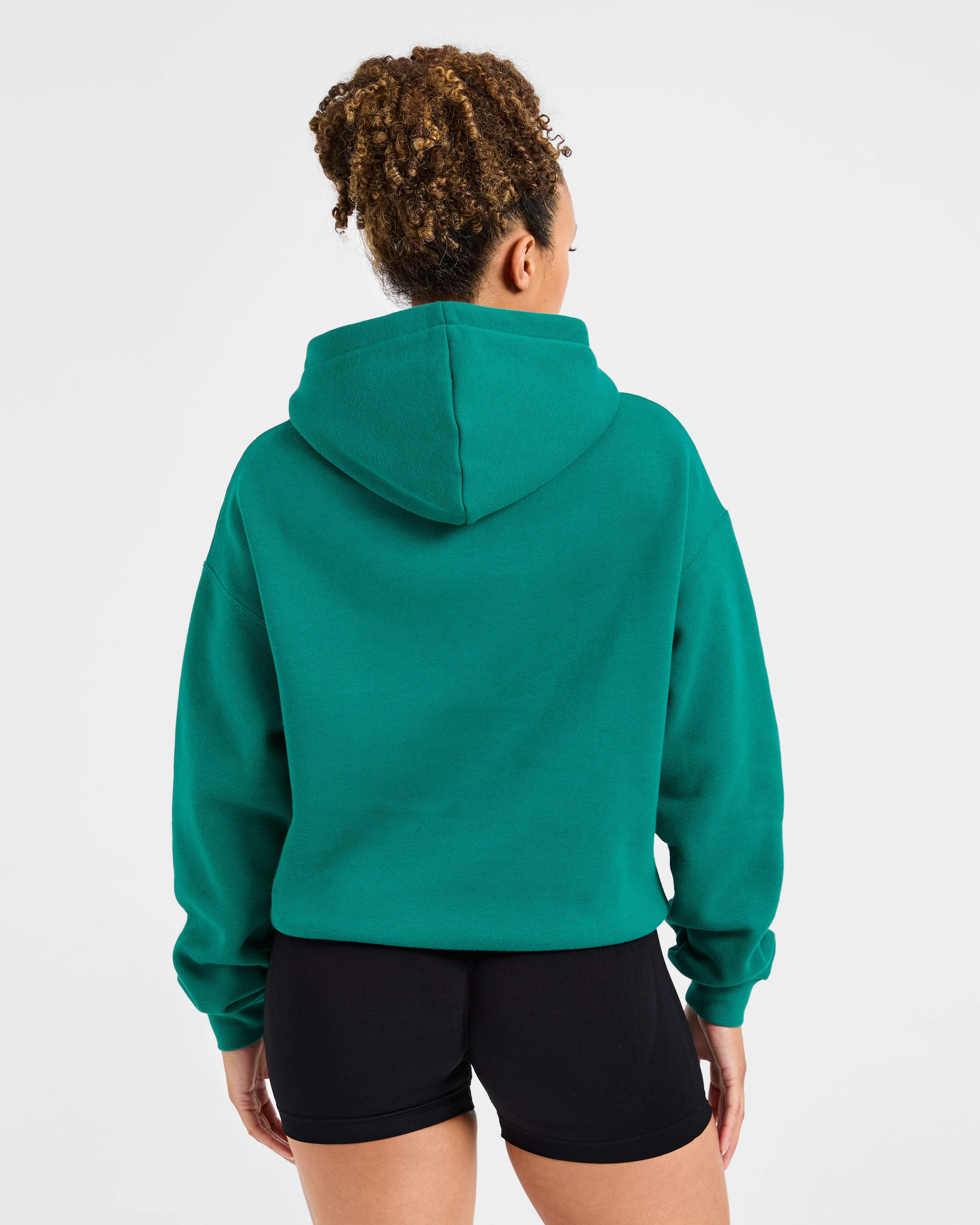 Felpe Oversized con Ricamo Script - Verde Sport