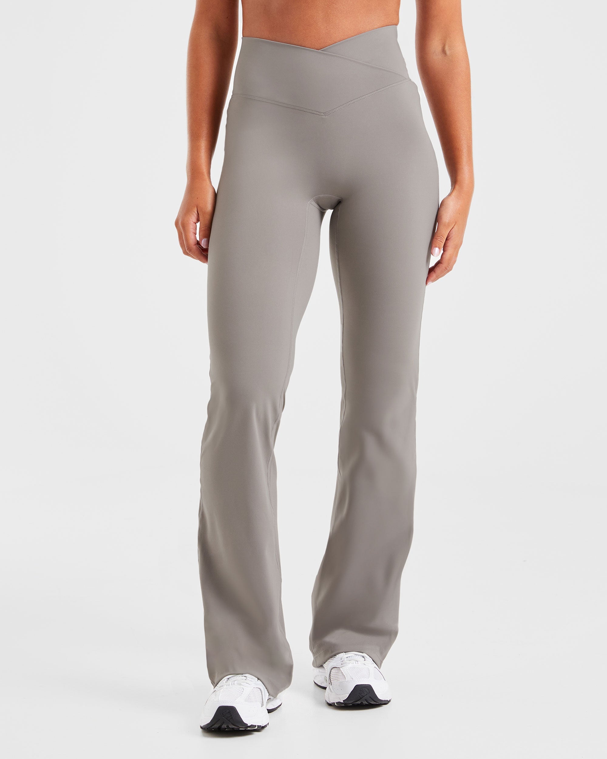 Leggings A Forma Scultura con Gambe Larghe - Grigio Fumo
