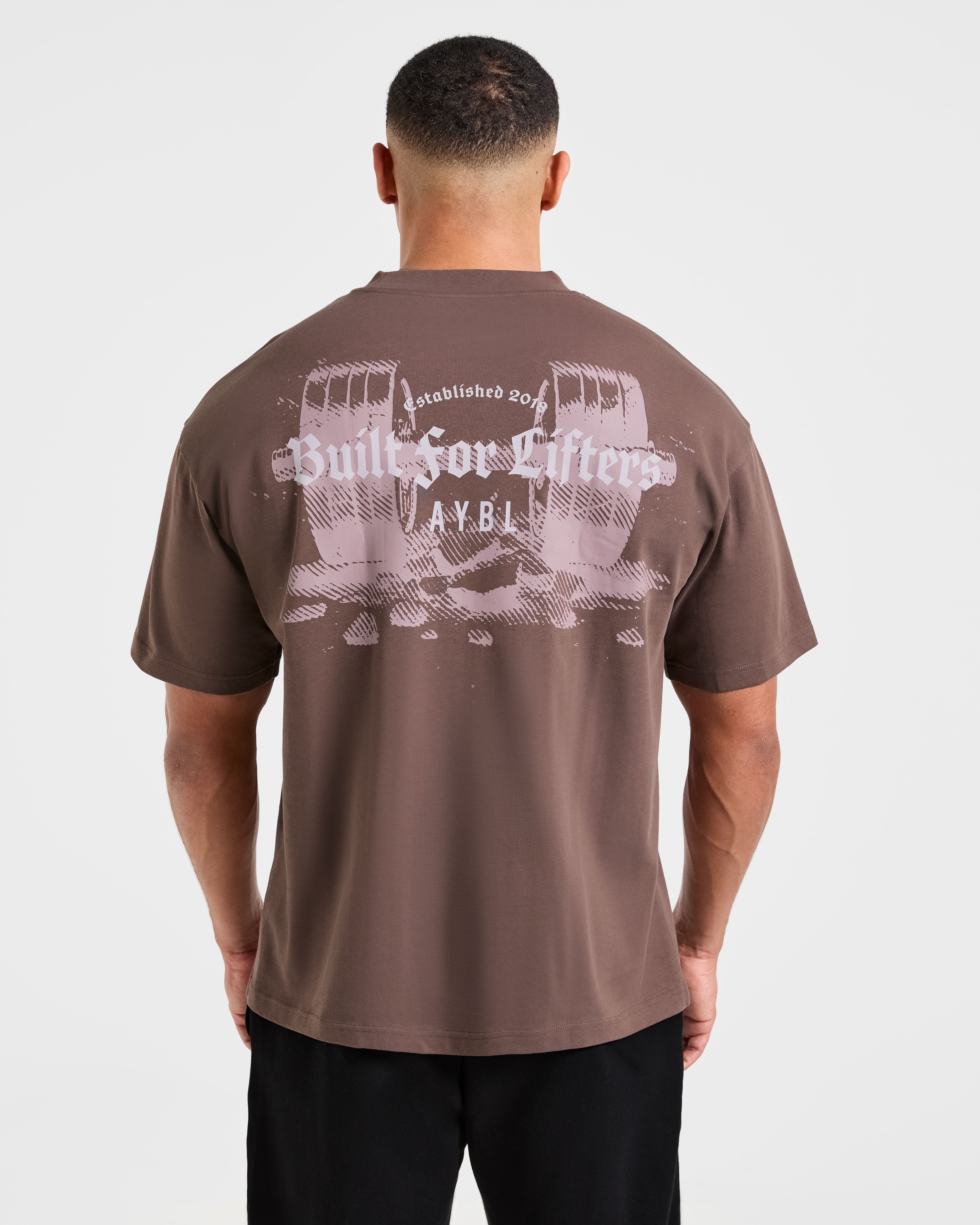 T-shirt Oversized Built for Lifters - Marrone Vintage