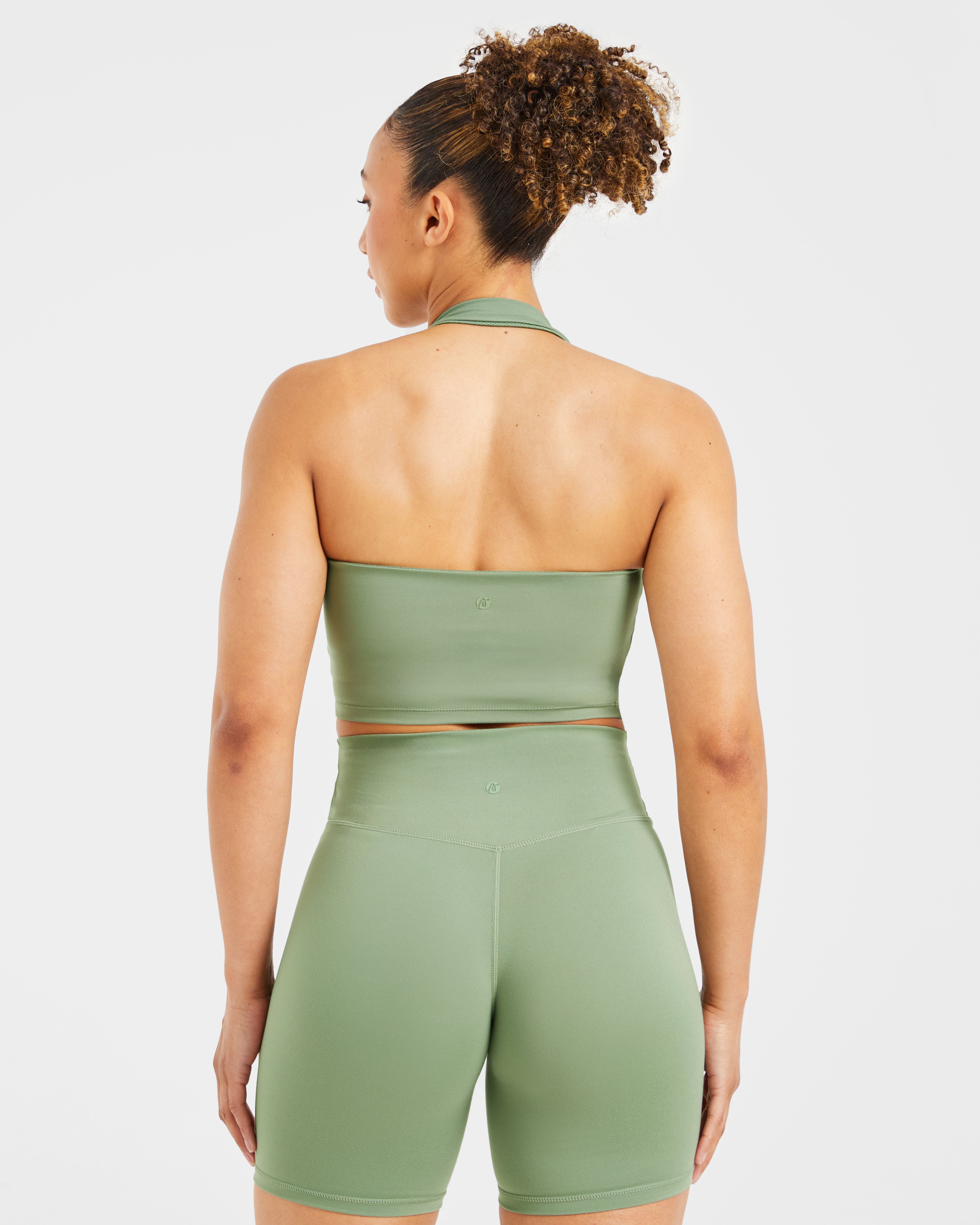 Top Corto a Spalline Fisarmonica - Verde Oliva