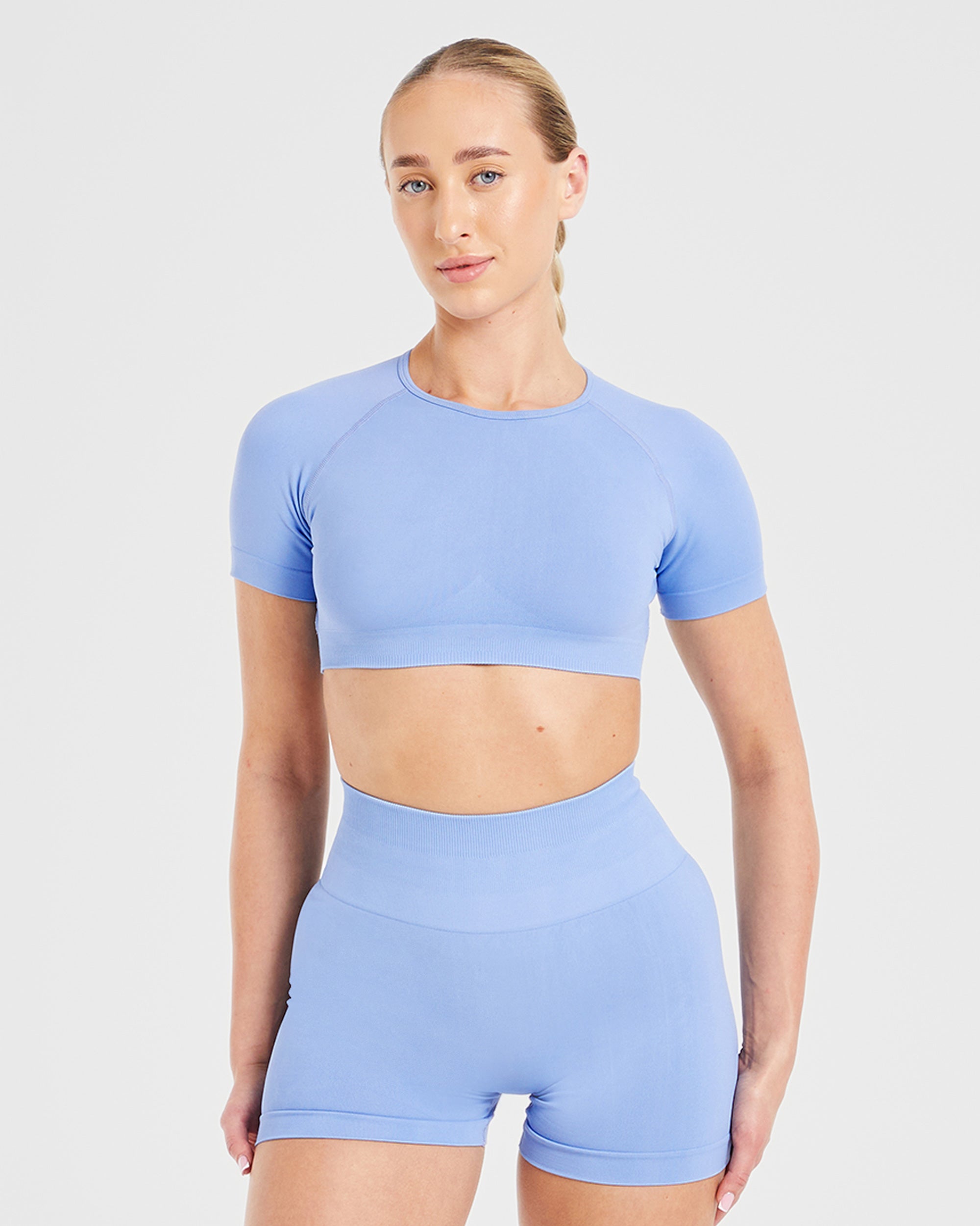 Crop Top Senza Cuciture Power - Blu