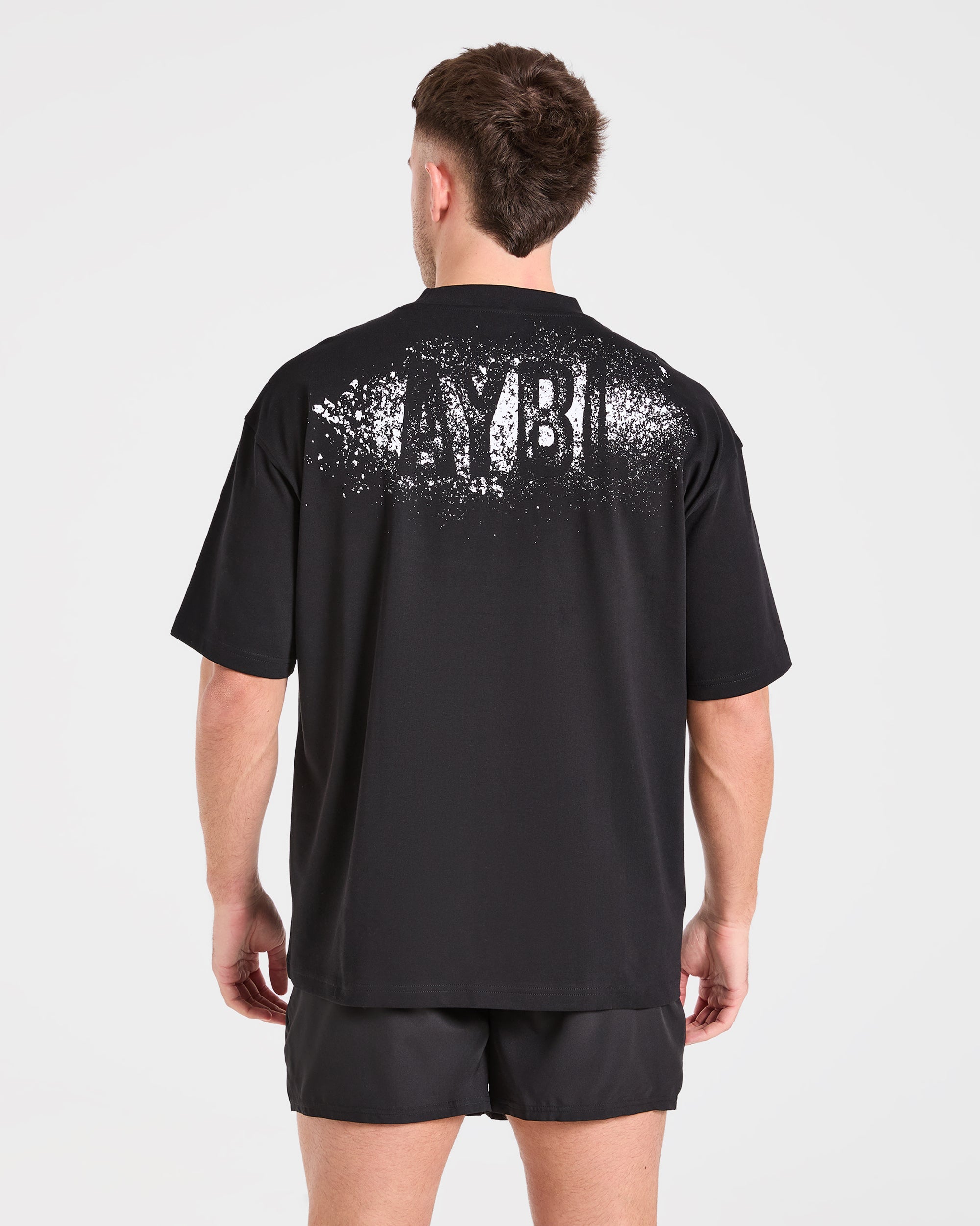 T-shirt Oversized con Gesso da Palestra - Nero