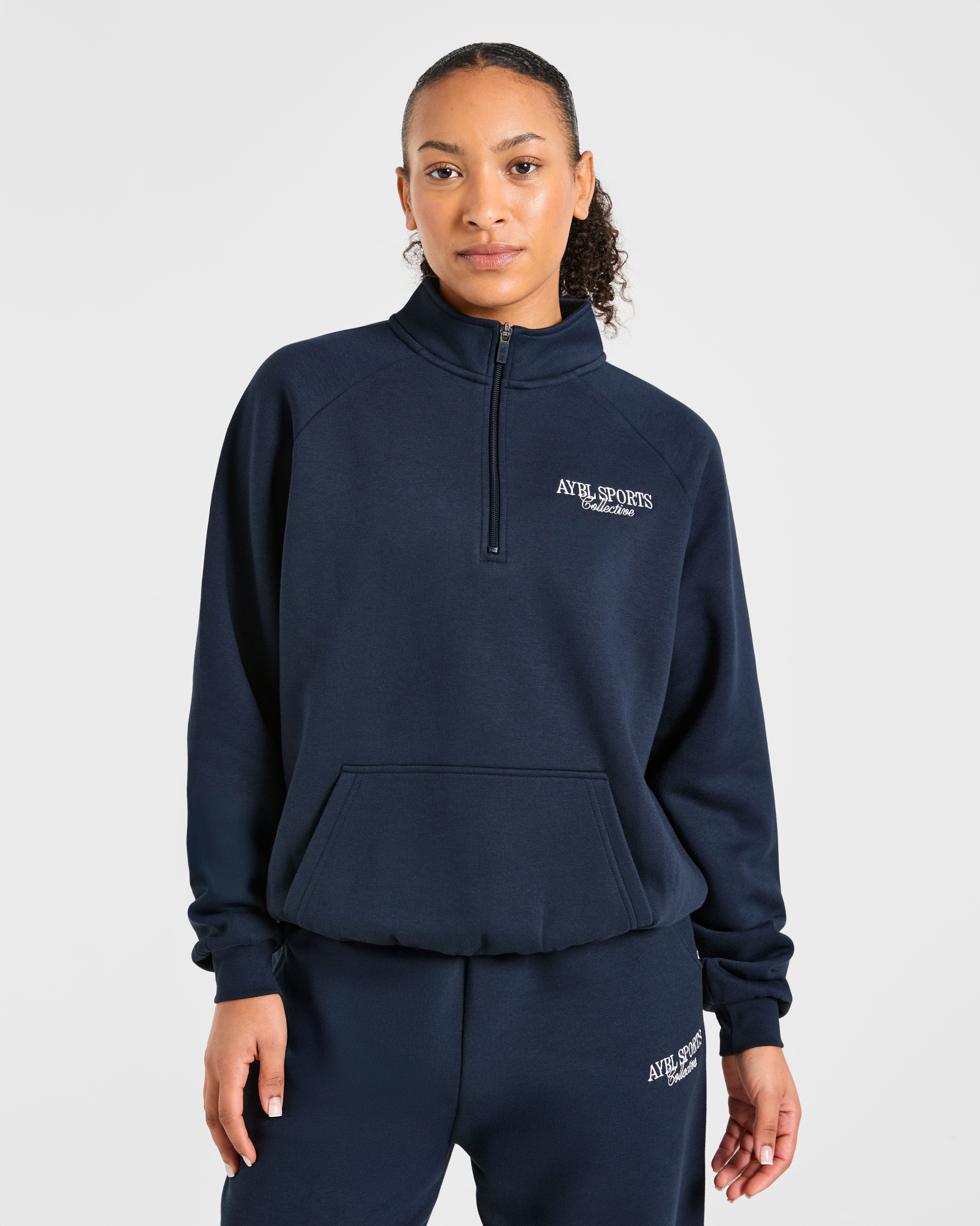 Sports Collective Pullover Oversized con Zip 1/4 - Navy Vera