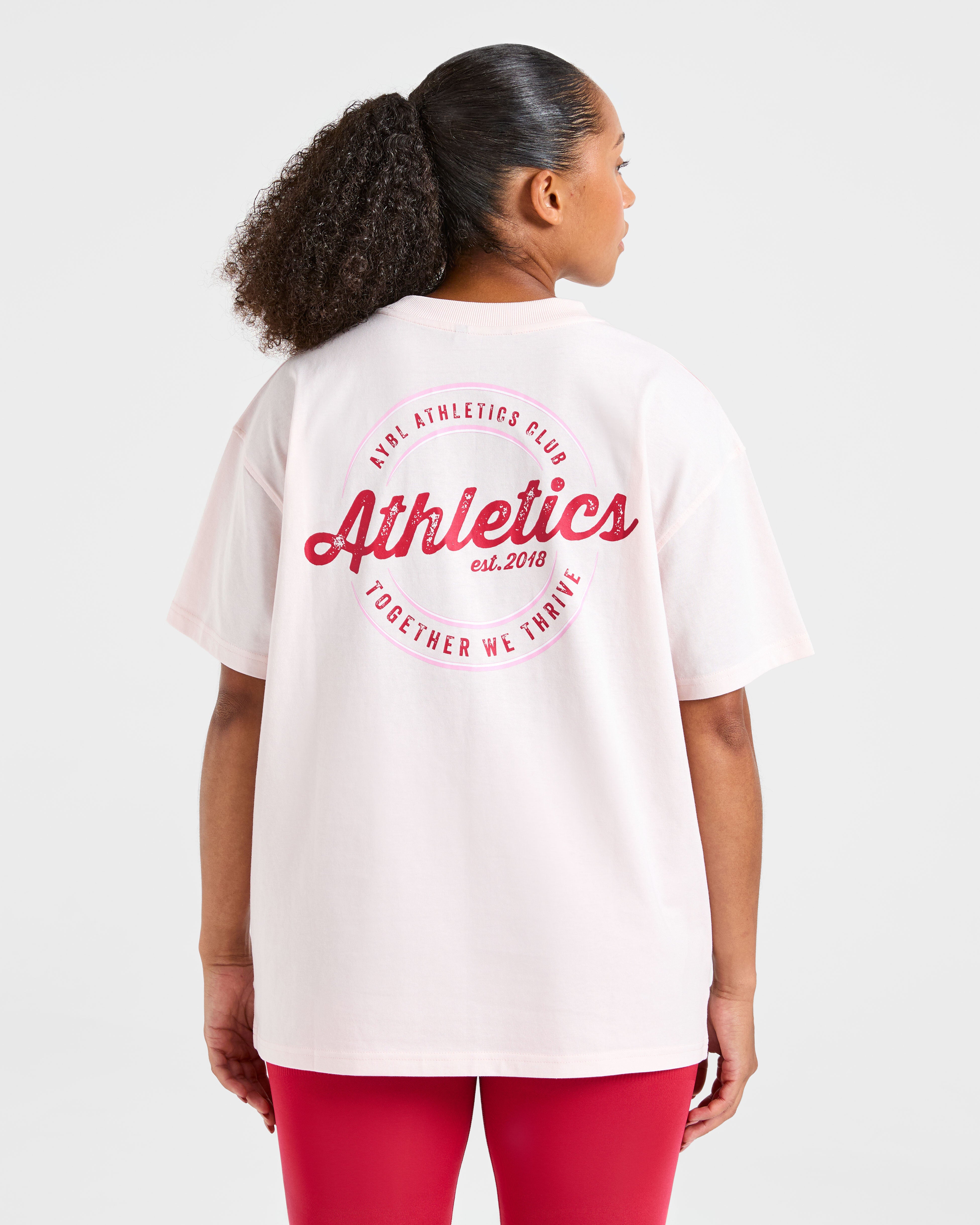 T-shirt Oversized Retro Athletics Club - Rosa