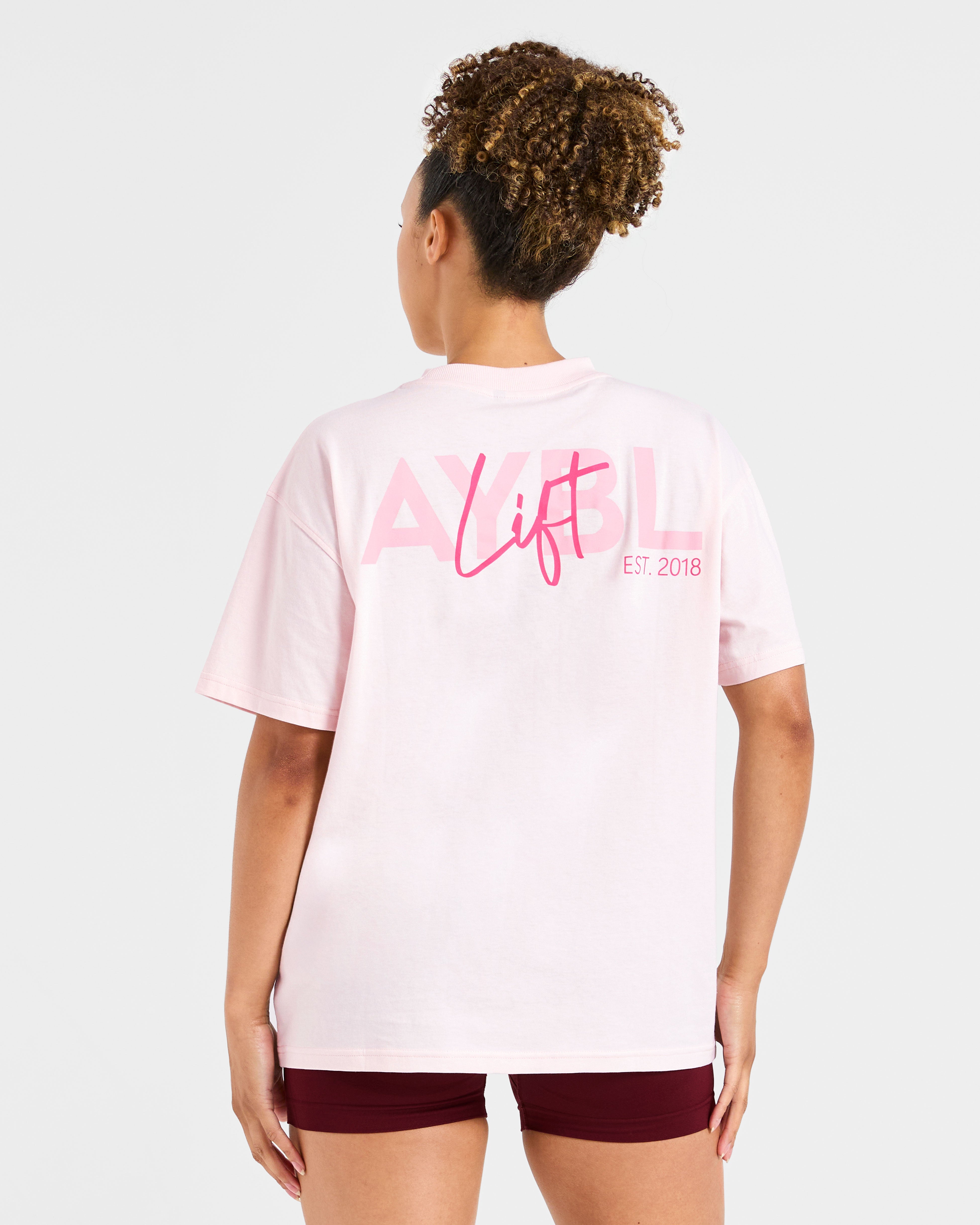 T-shirt Oversized con Stampa Lift - Baby Pink