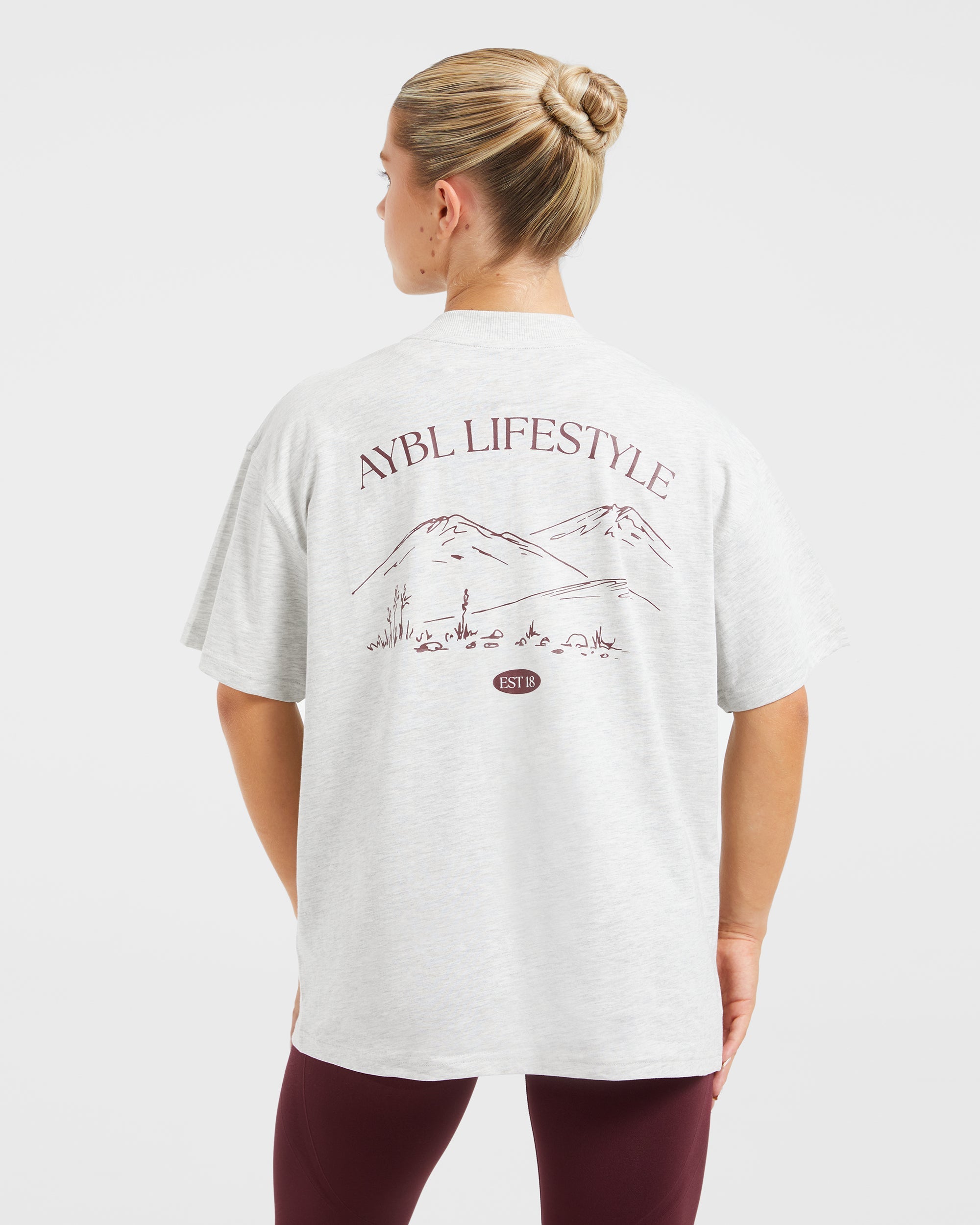 T-shirt oversize AYBL Lifestyle - Grigio Antracite/Bordeaux