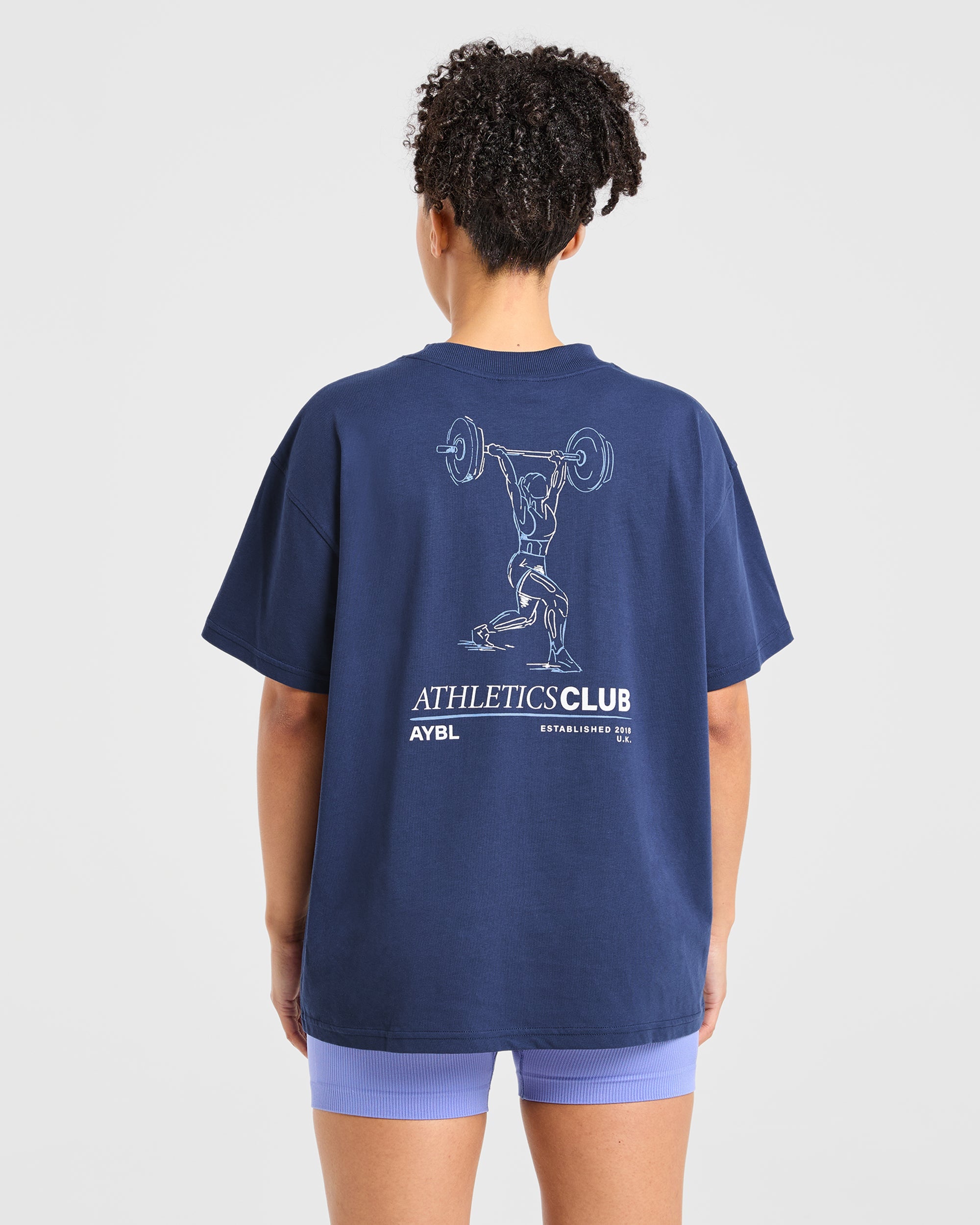 T-shirt Oversized con Stampa Power Lifting - Blu