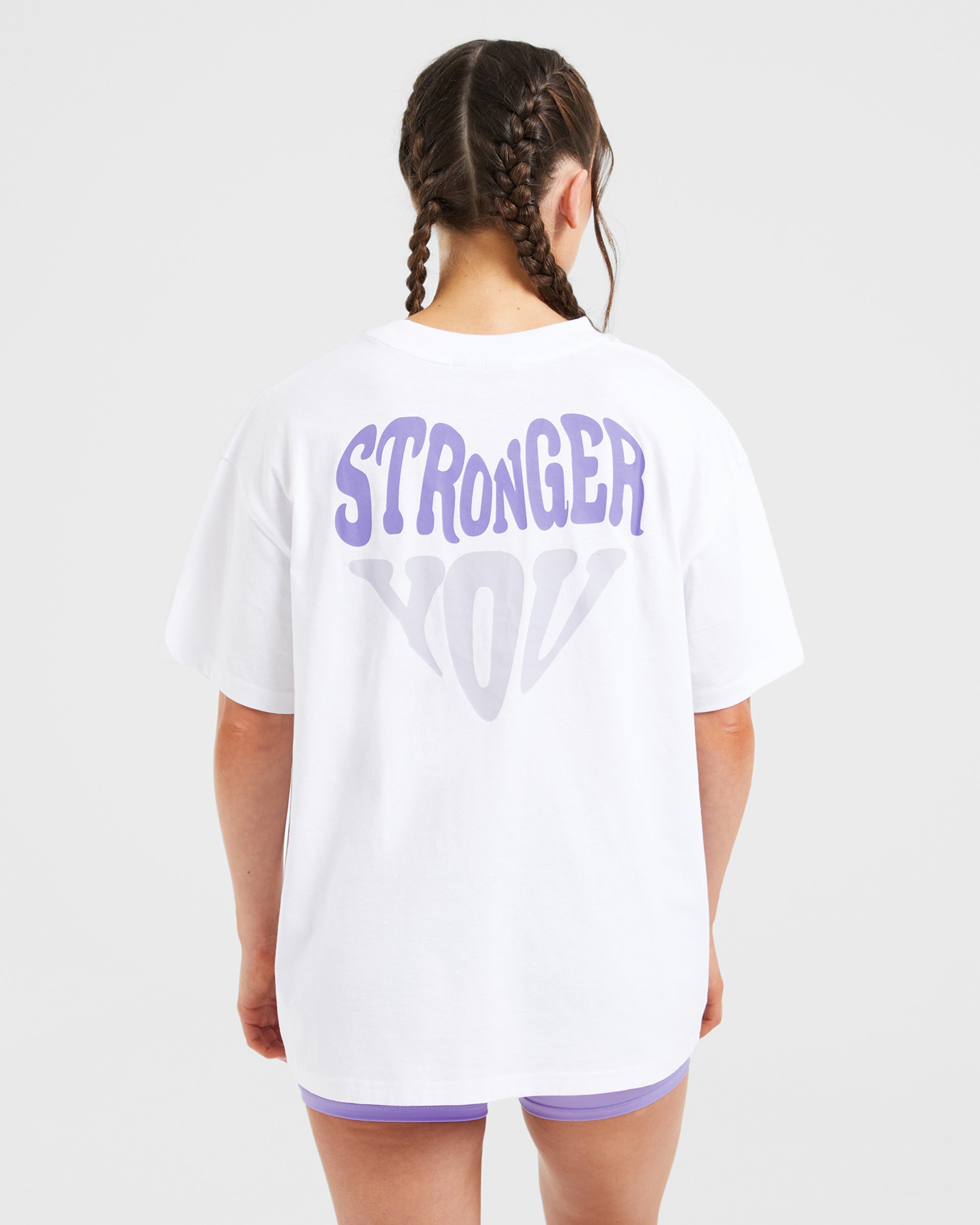 T-shirt Oversized Stronger You - Bianco/Viola
