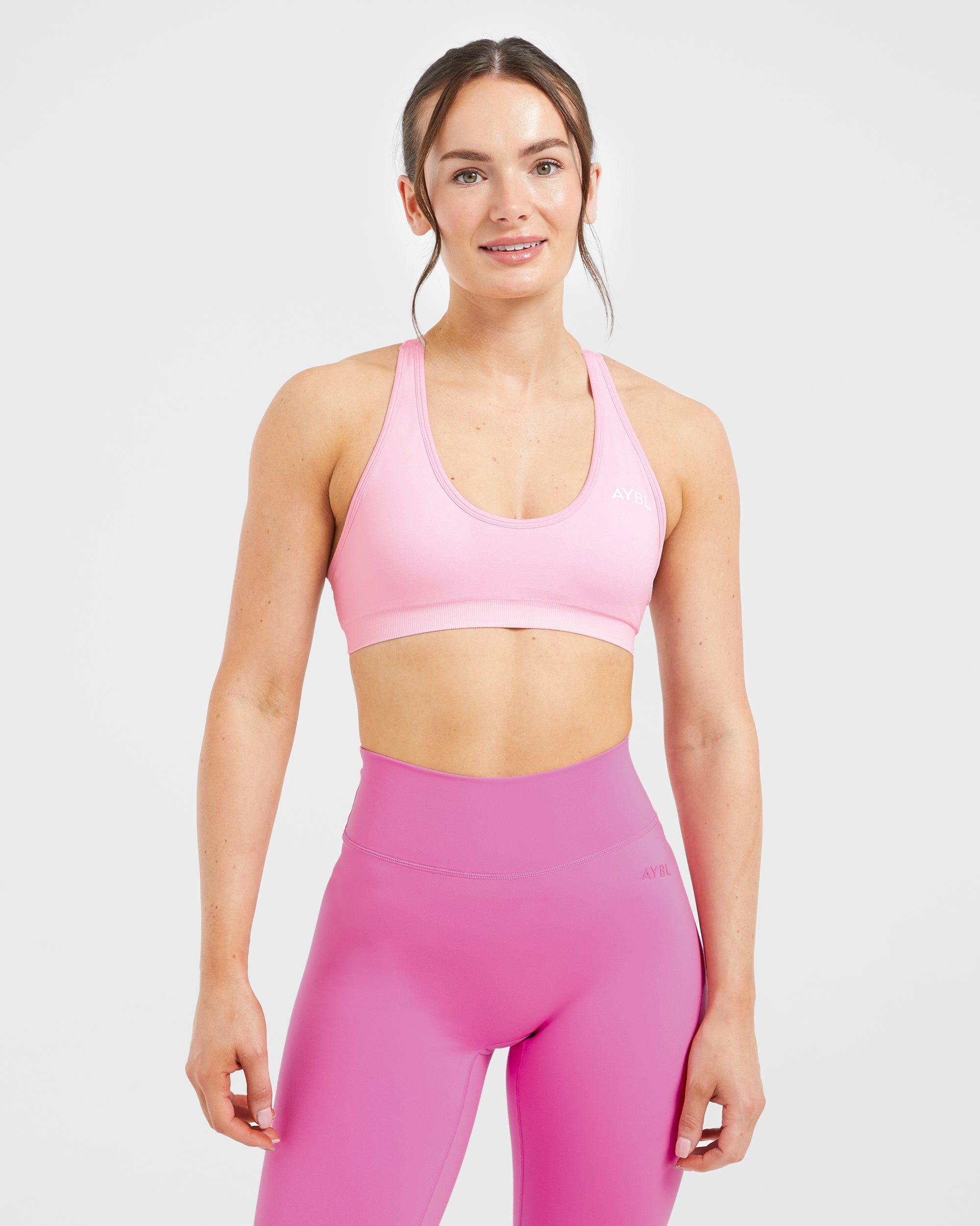 Reggiseno sportivo senza cuciture a schiena a strisce essenziale - Rosa bambino