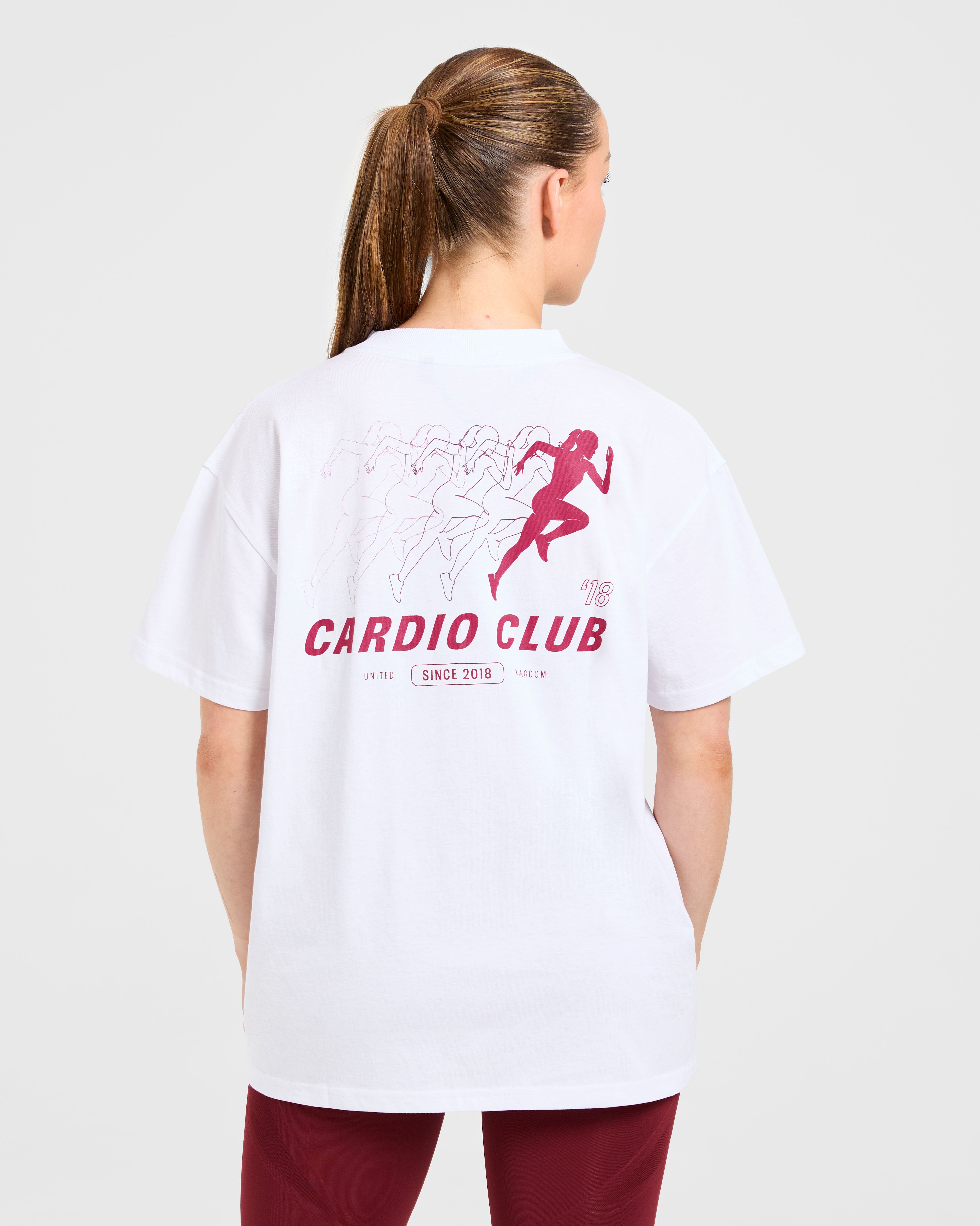 Cardio Club T-Shirt Oversize - Bianco/Bordeaux