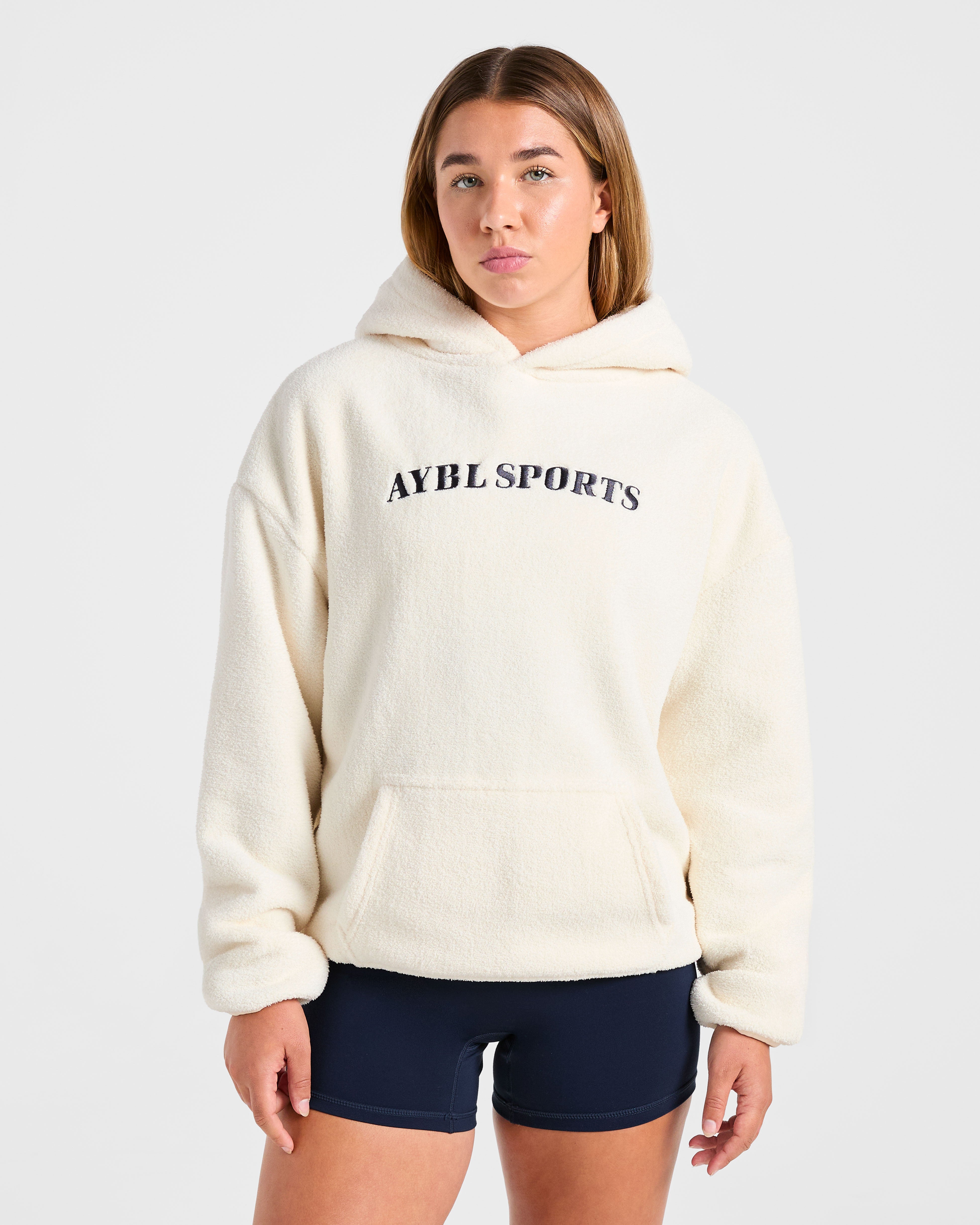Felpa con cappuccio oversize in pile AYBL Sports - Avorio