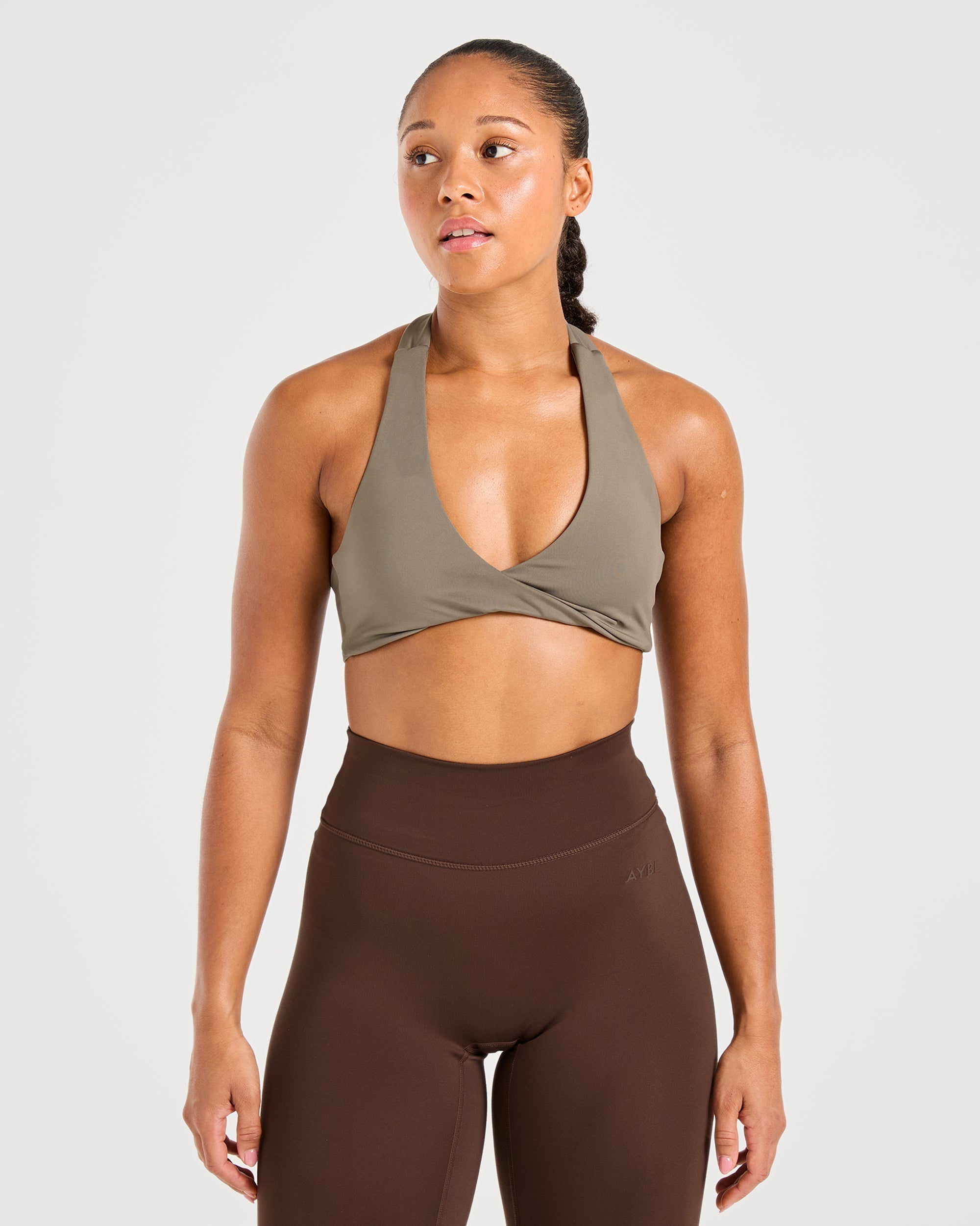 Sports Bra a Spalline Essenziale - Mocha Marrone