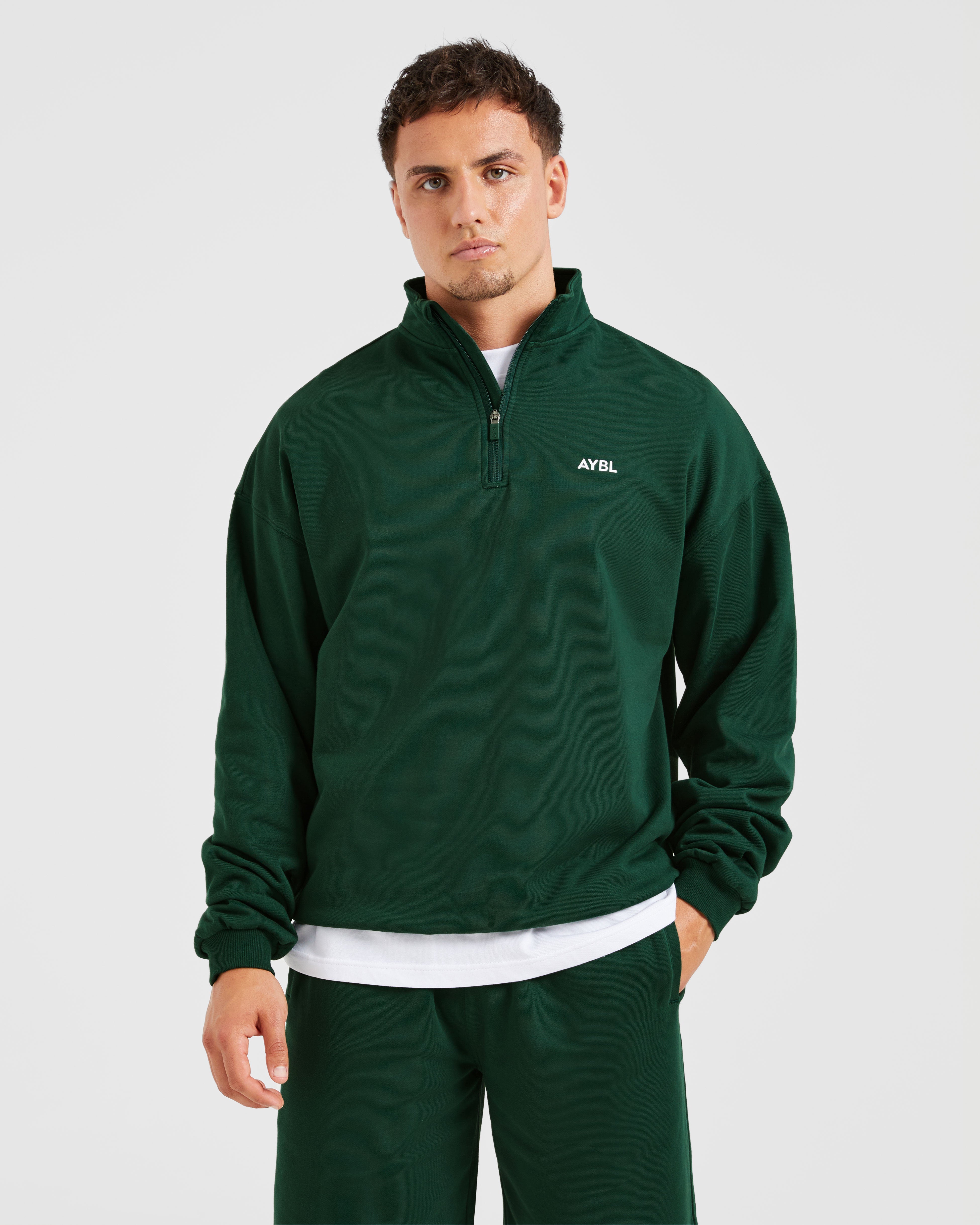 Rebound Felpa con Cerniera 1/4 - Verde Bosco