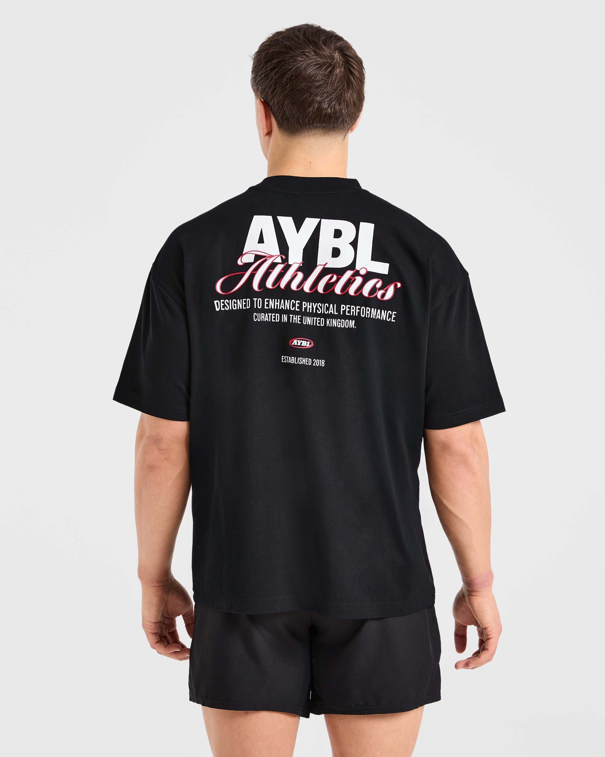 T-shirt Oversized con Stampa Athletics - Nero