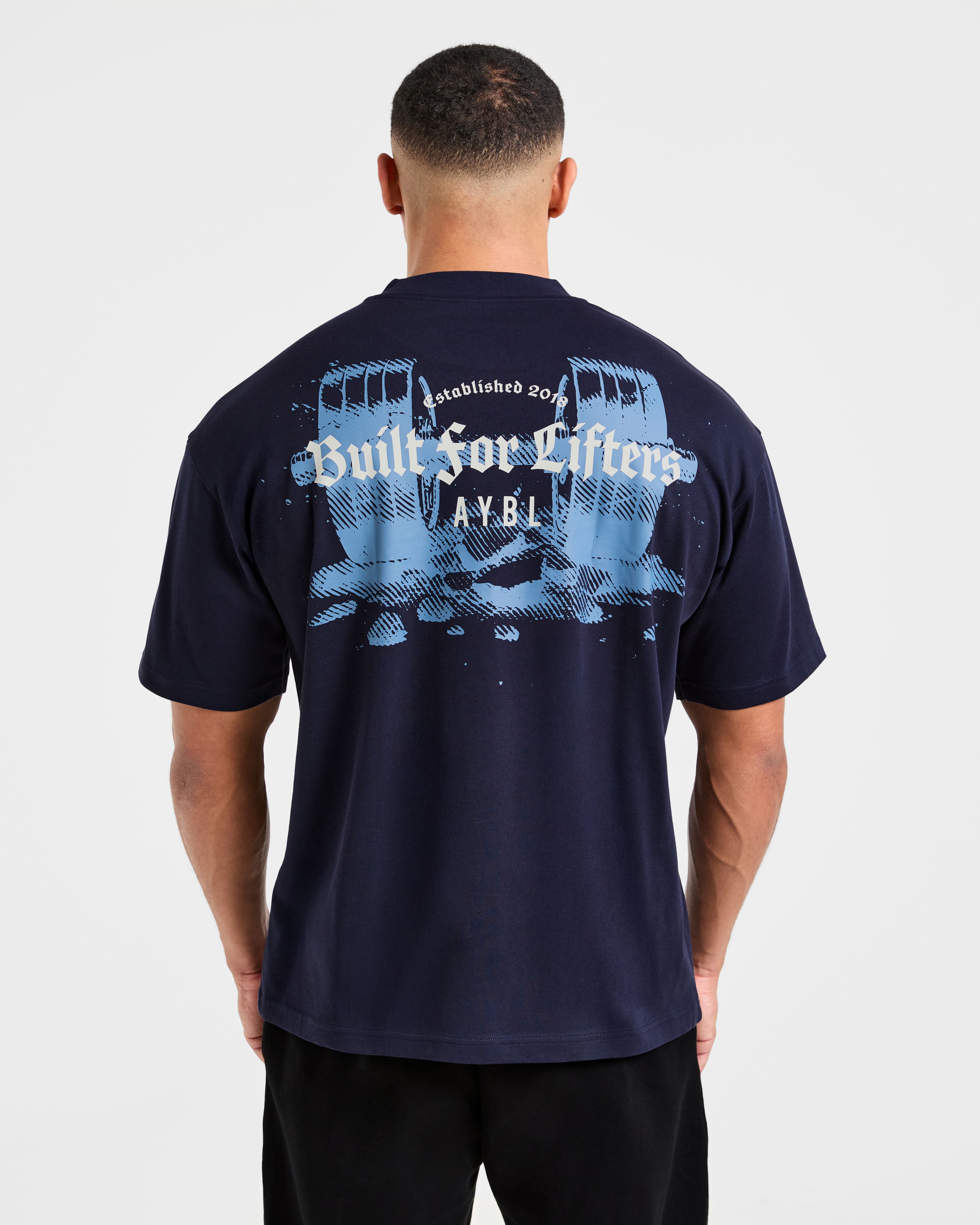 T-shirt Oversized Realizzato per Chi Solleva - Blu Navy