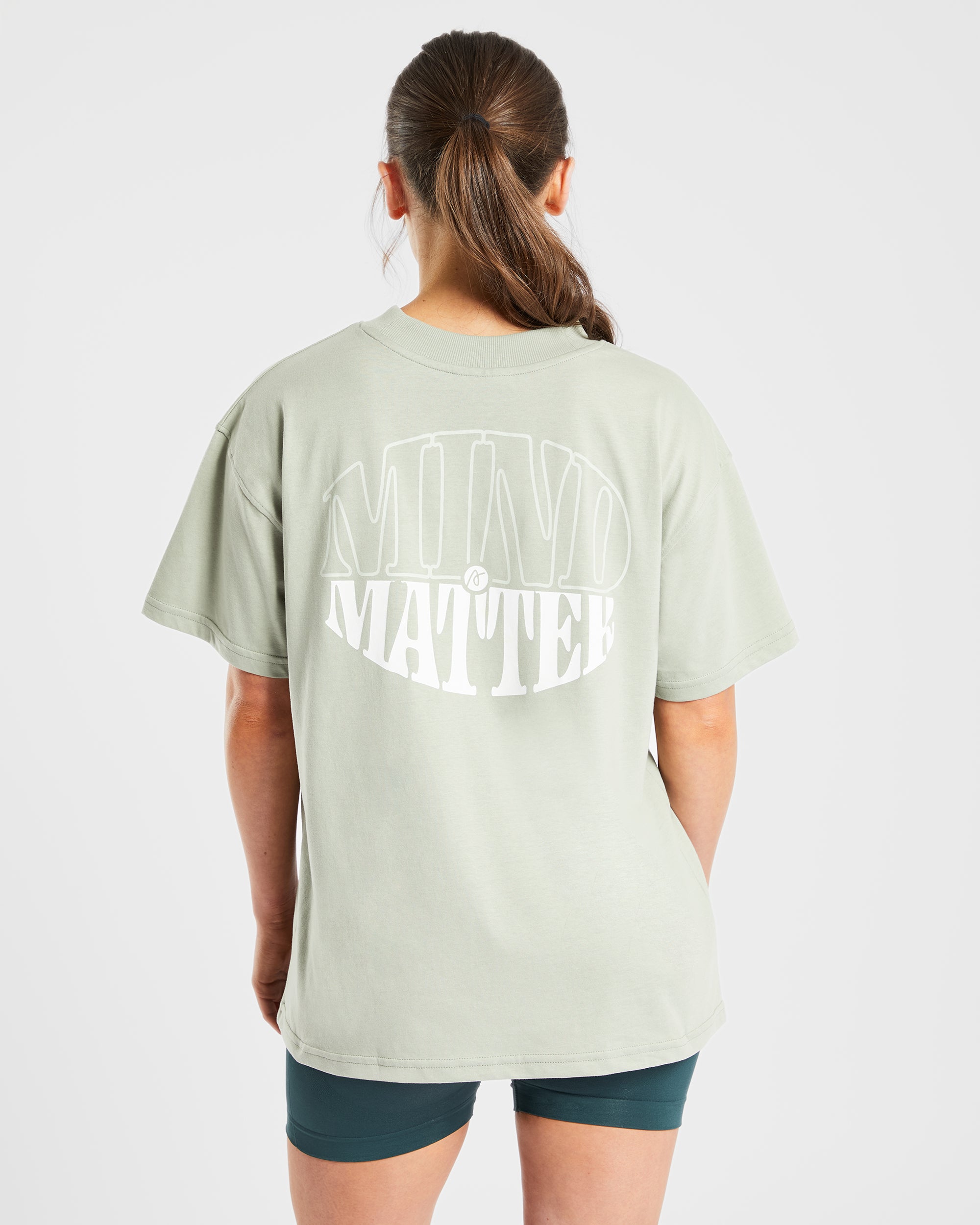 T-shirt Oversized Mind Over Matter - Verde