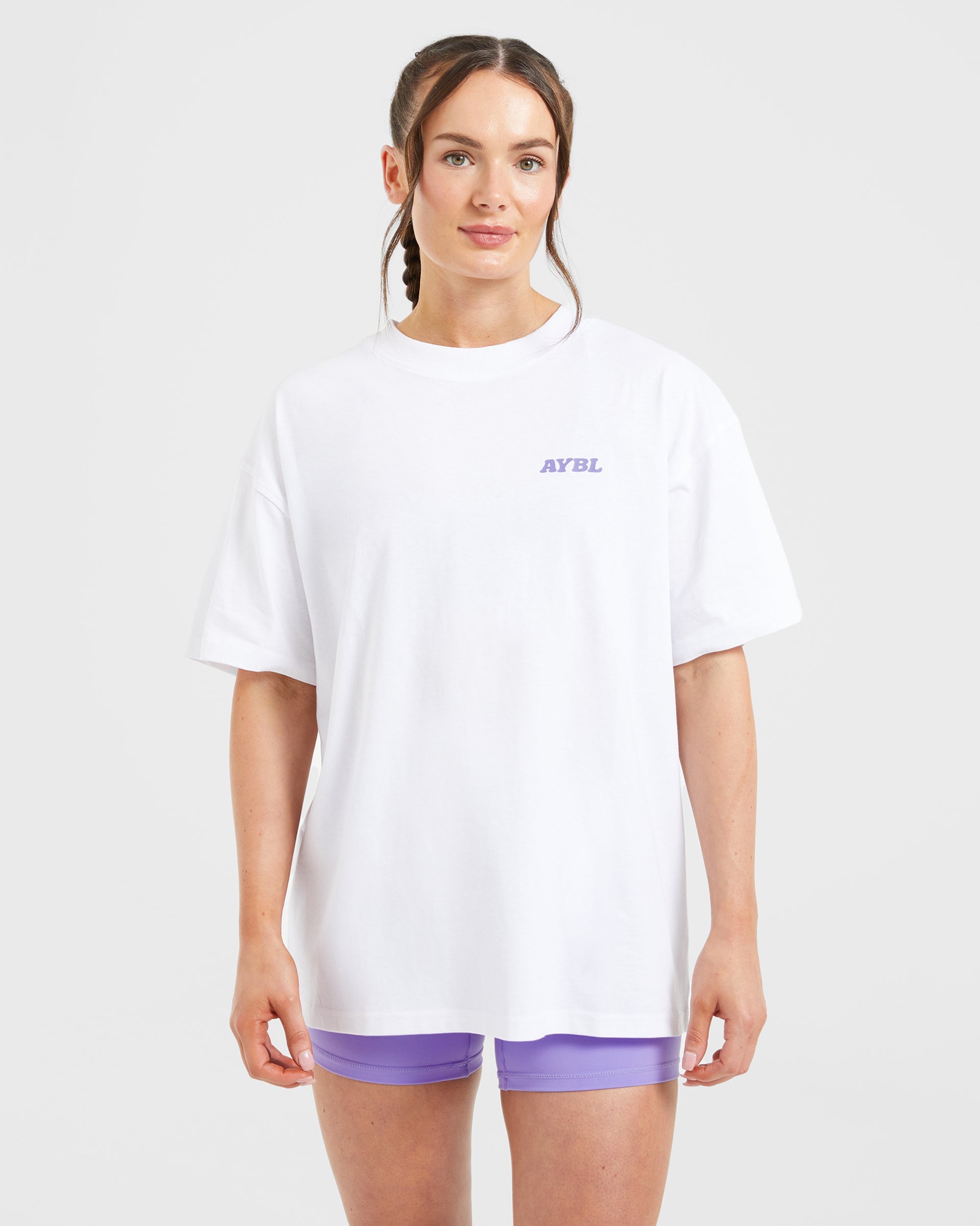 T-shirt Oversized Stronger You - Bianco/Viola
