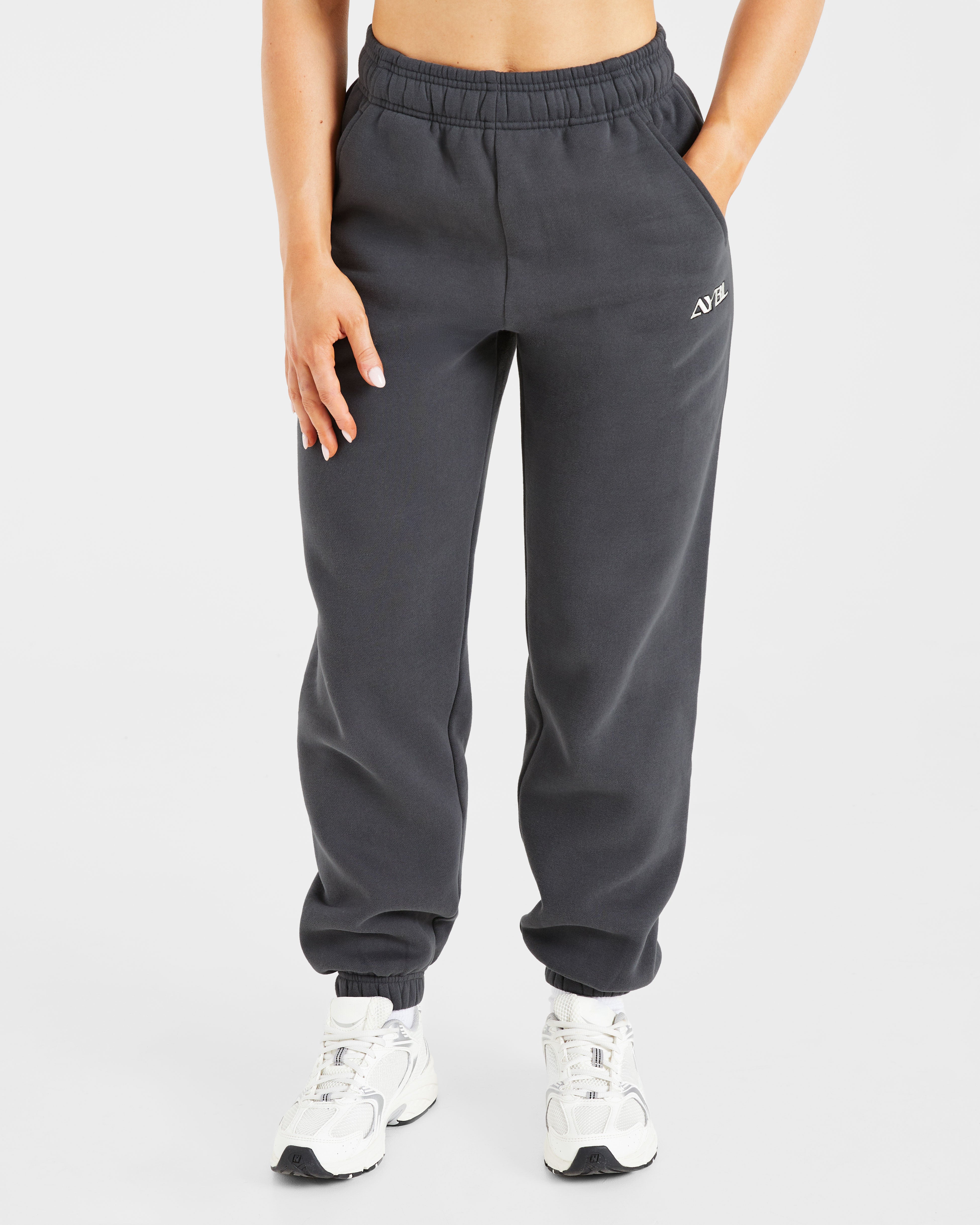 Pantaloni Jogger Oversized con Ricamo Retro - Grigio