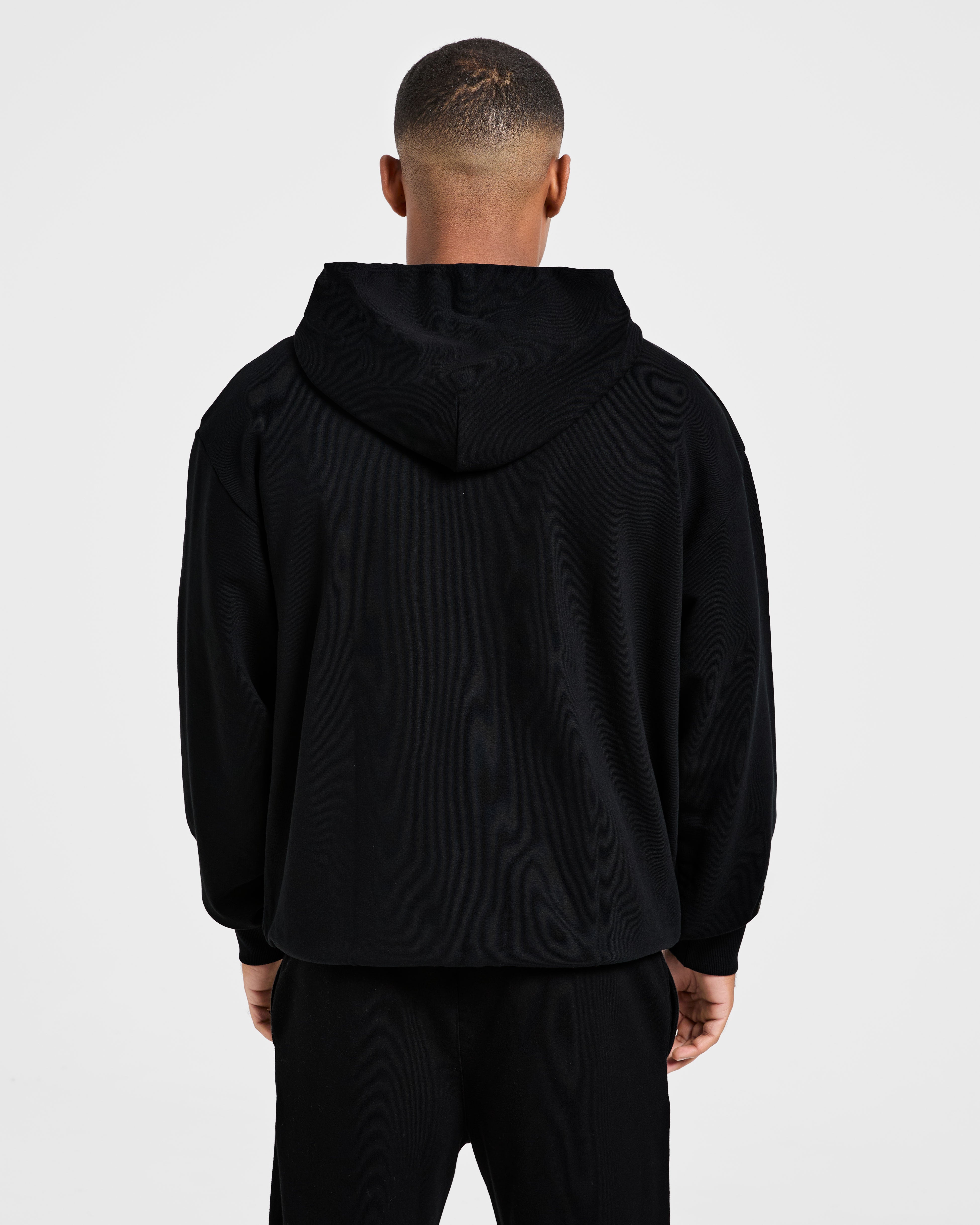 Giacca con cappuccio oversize con cerniera - Nero