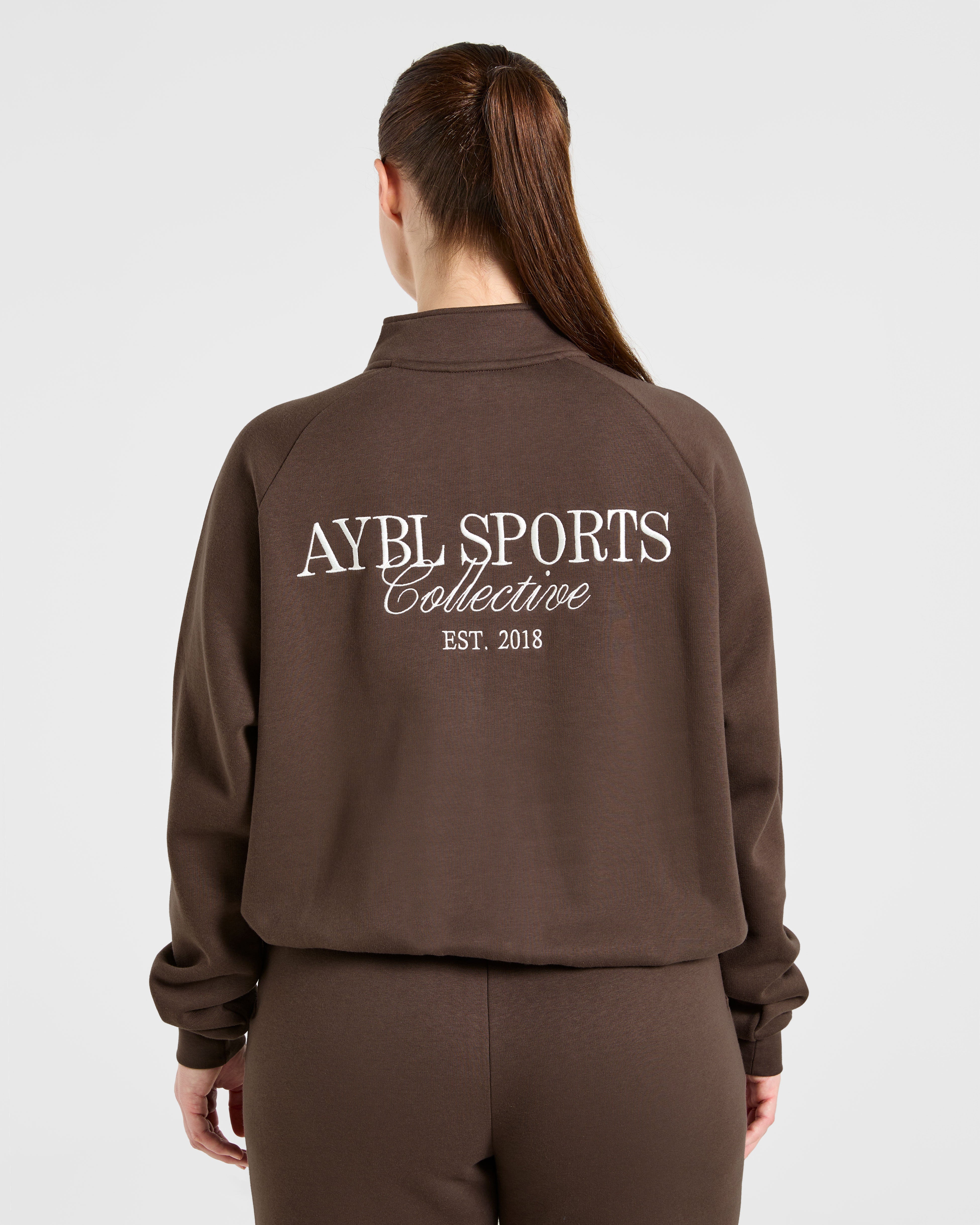 Sports Collective Felpa Oversized con Cerniera 1/4 - Marrone