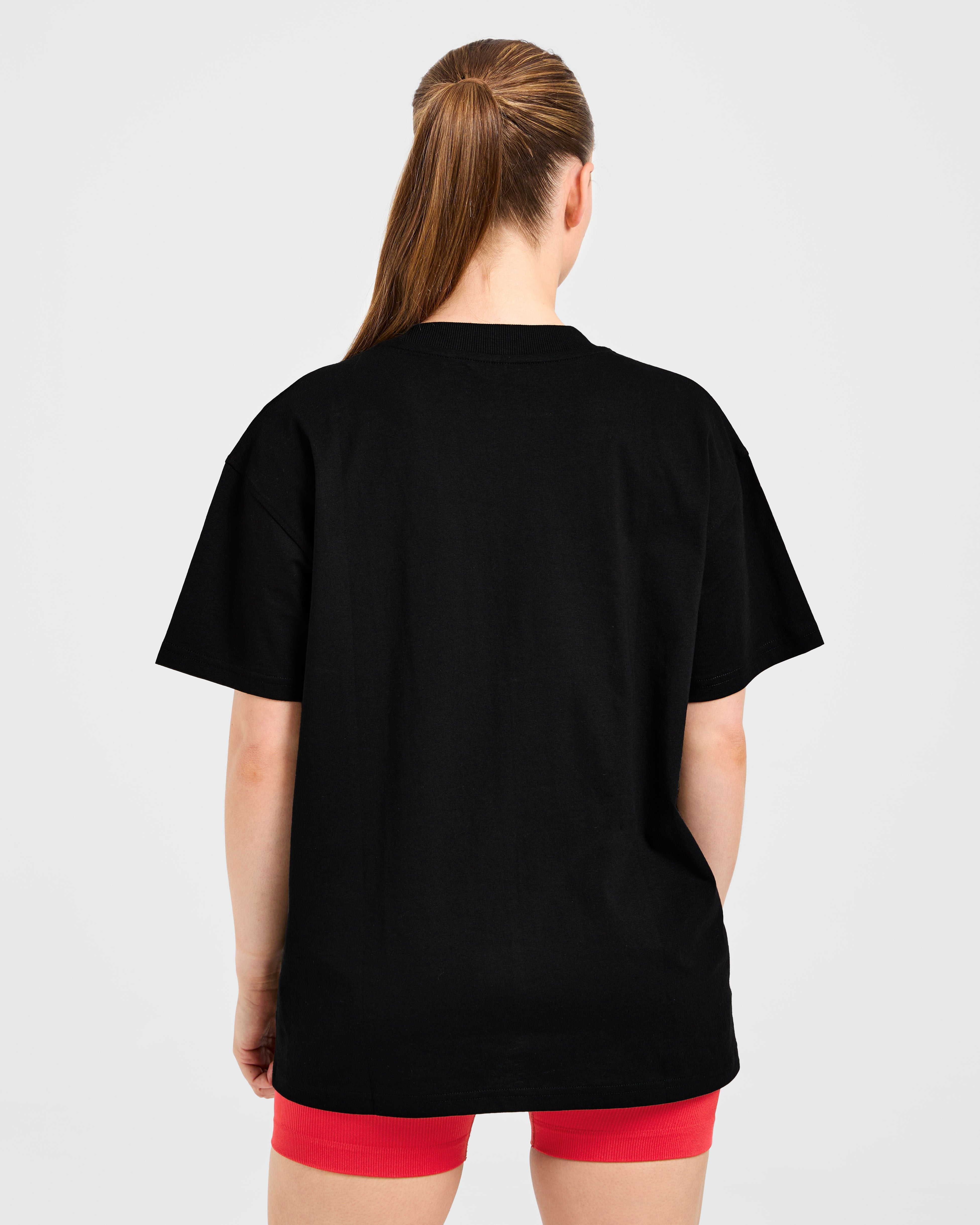 T-shirt Oversized Gothic Sports Club - Nero/Rosso