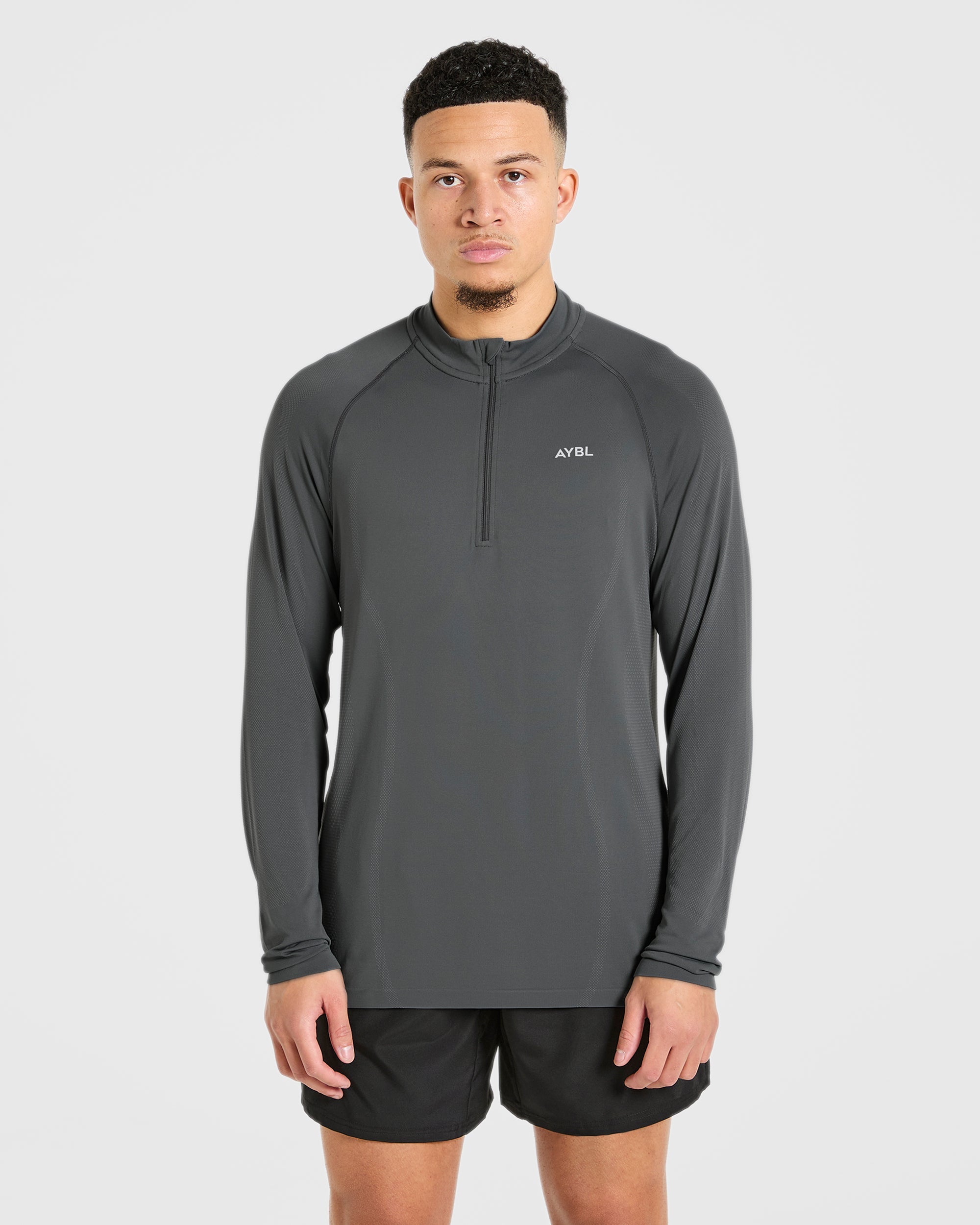 Attain Pullover senza cuciture con zip 1/2 - Grigio Tempesta