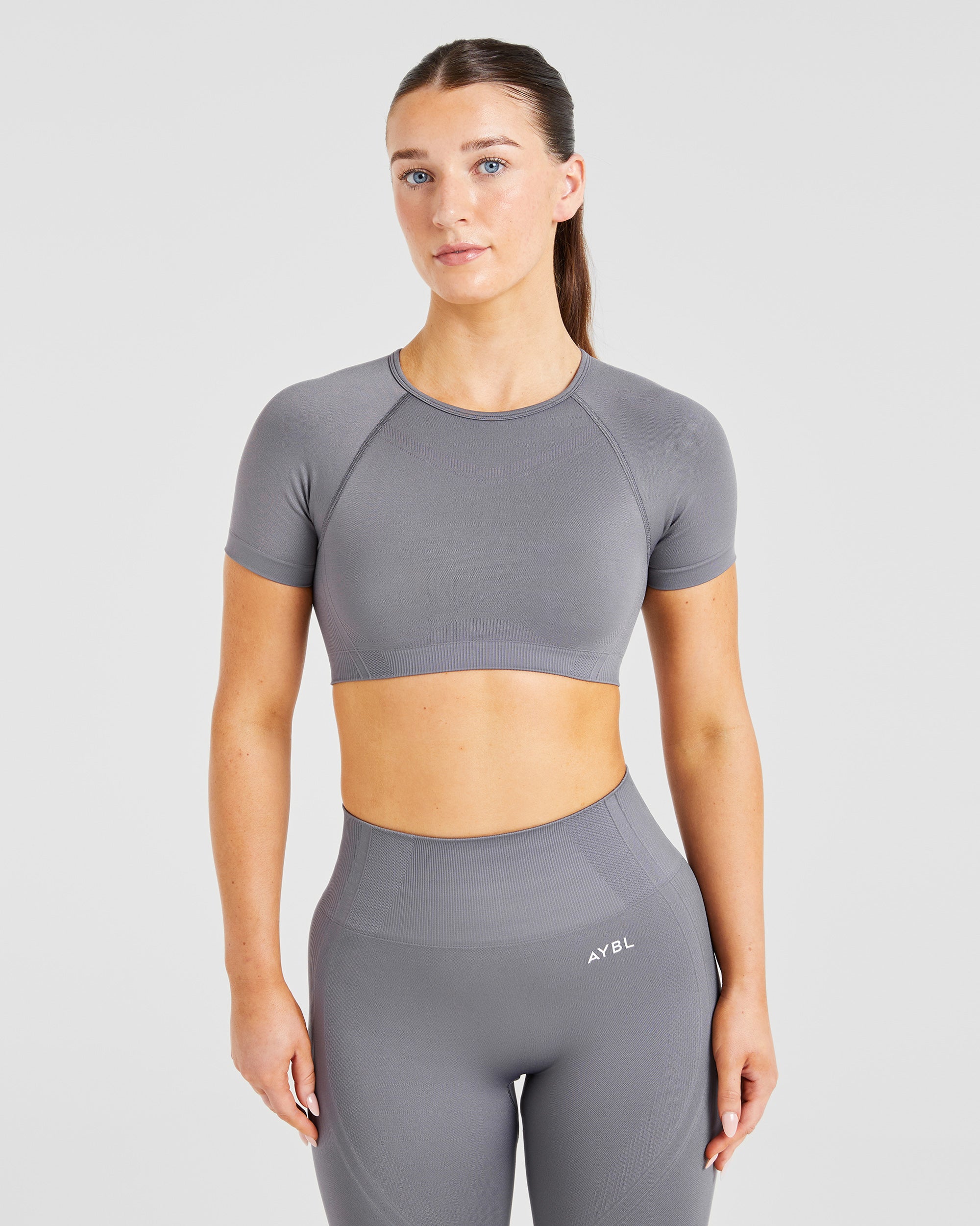 Crop Top Senza Cuciture Balance V3 - Grigio Carbone