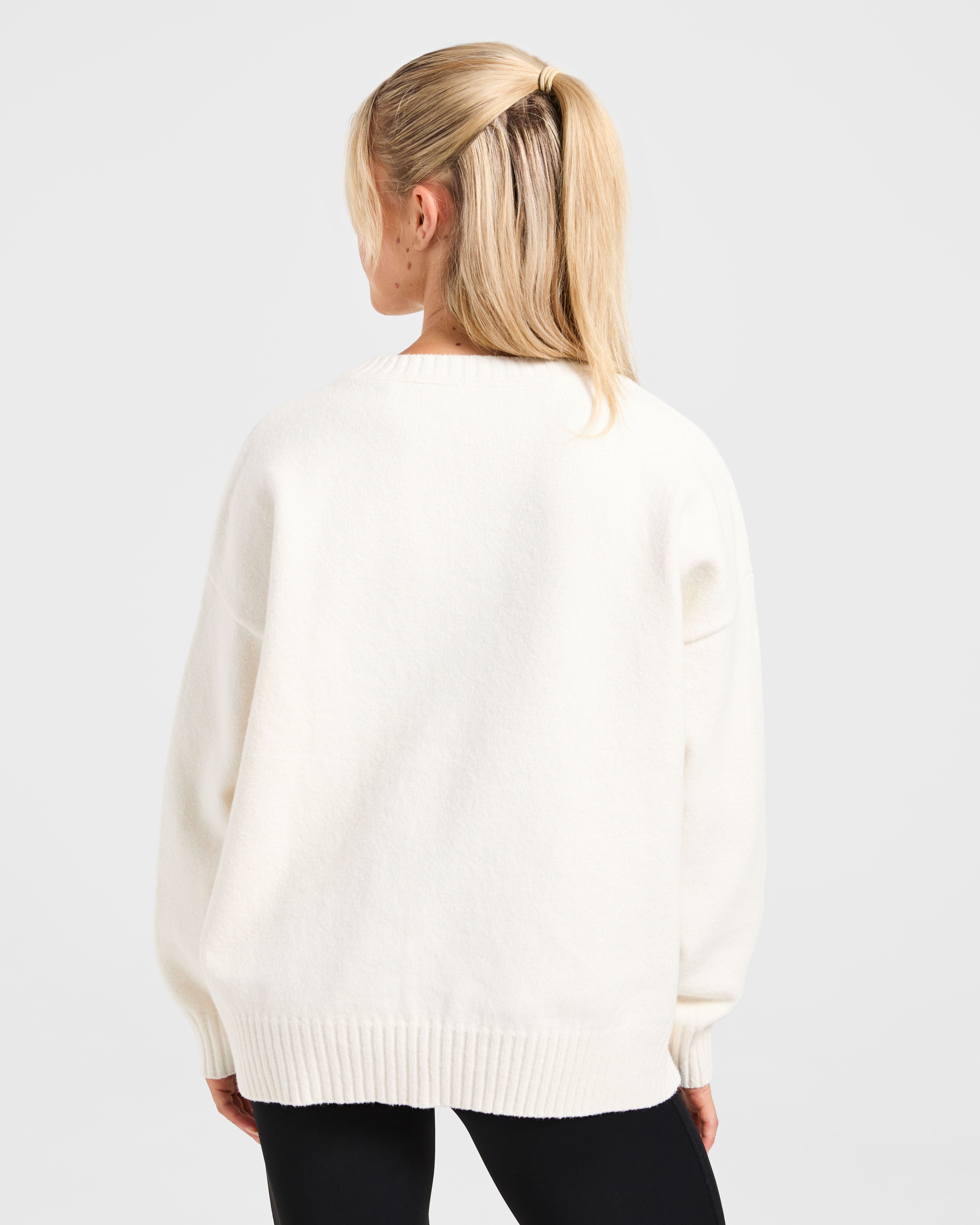 Maglione Oversized in Lana Felpata - Avorio