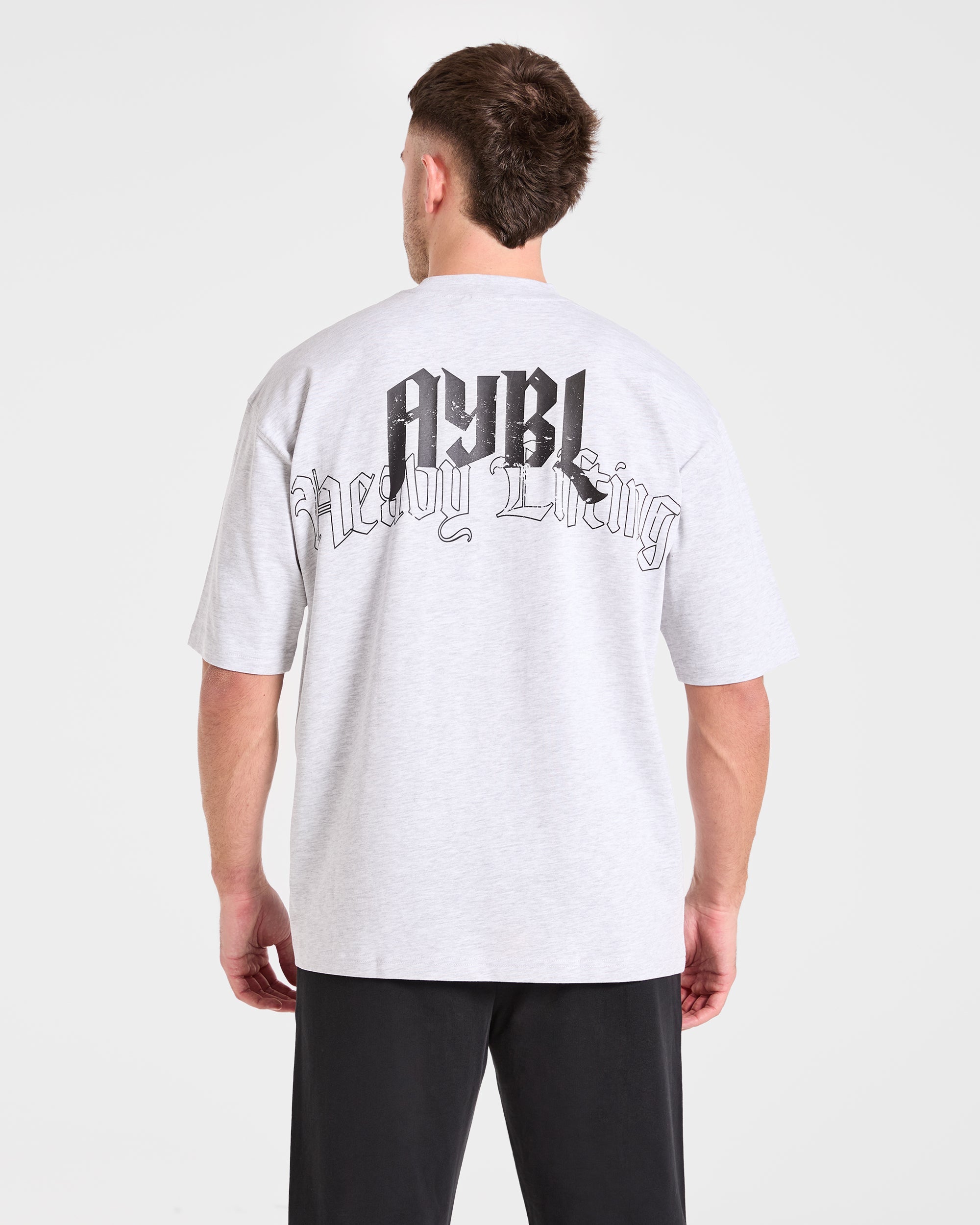 T-shirt Oversized Gotico per Sollevamento Pesi - Grigio Marl