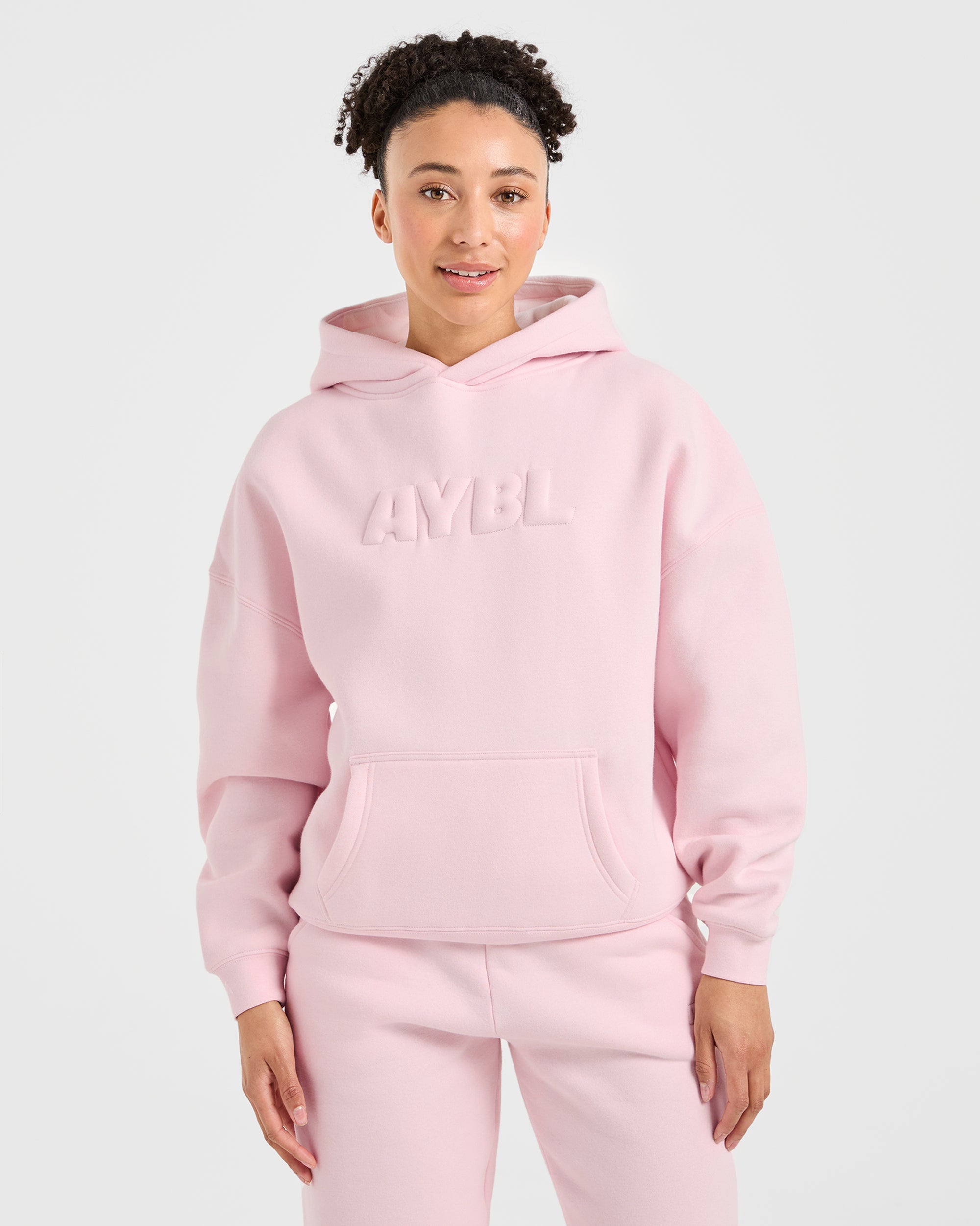 Felpe Oversized Classica in Felpa - Rosa Pastello
